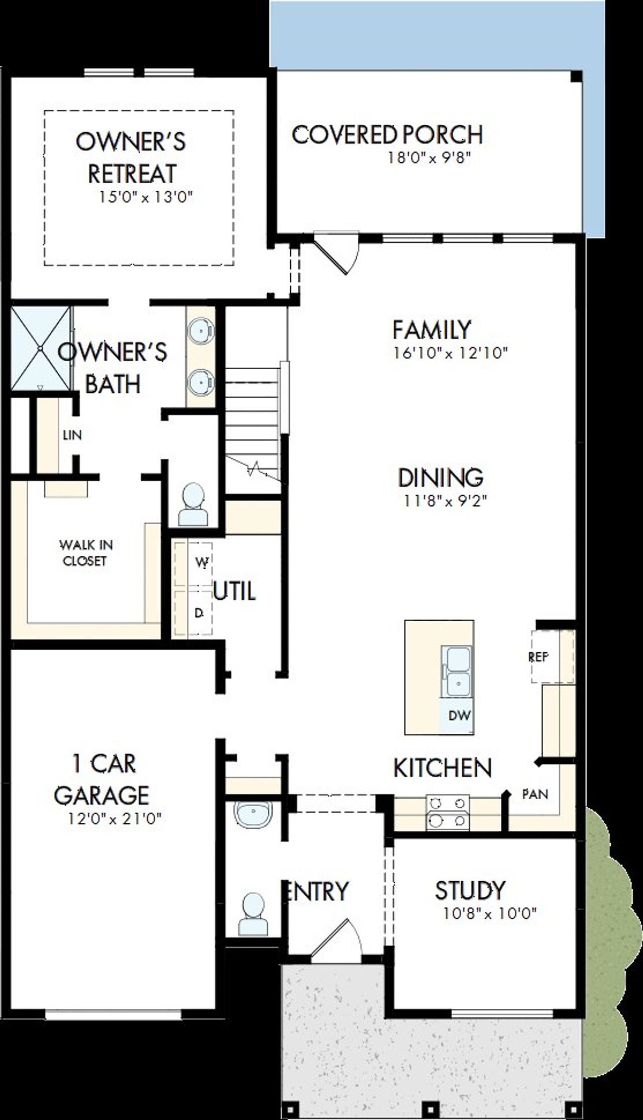 2D floor plan layout of this home in Serenity - The Cottage Collection, Fuquay Varina, NC (Image 2).