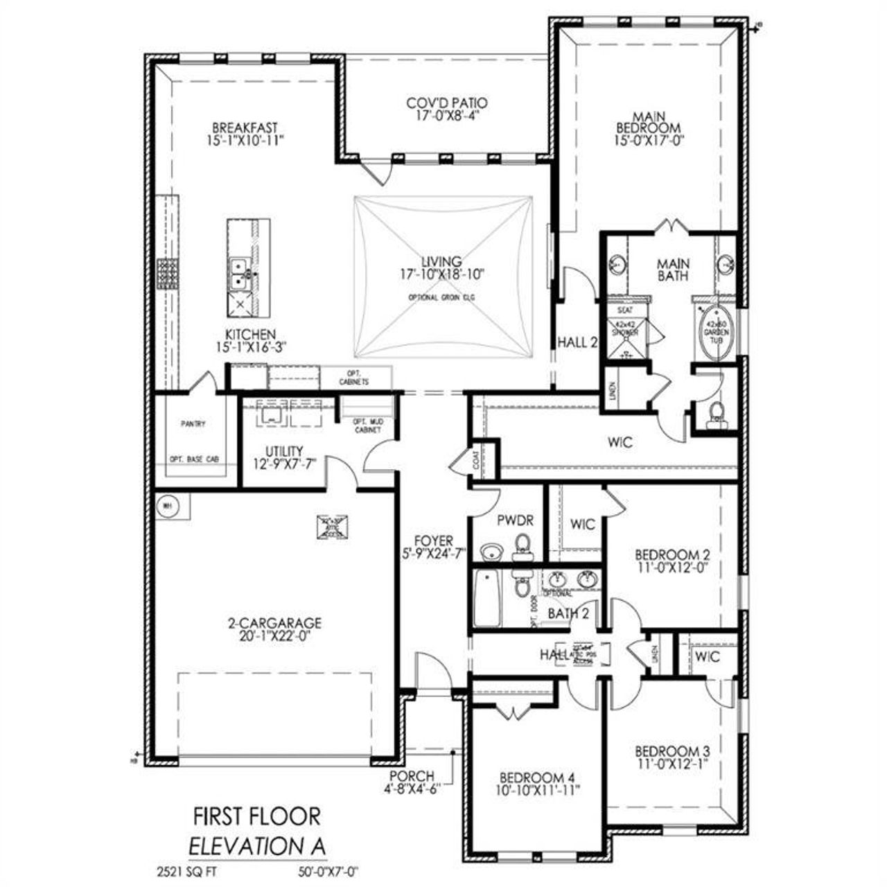 2D floor plan layout of this home in Westside Preserve, Midlothian, TX (Image 2).