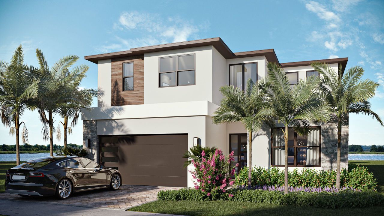 Representative exterior photo of a completed home built from the Huntington Select by Akel Homes in Solana Bay at Avenir, Palm Beach Gardens, FL (Image 2).