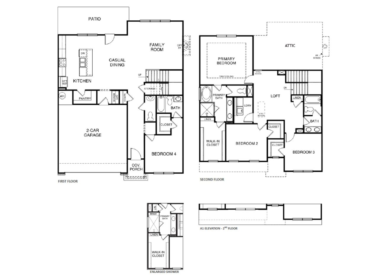 2D floor plan layout of this home in Ridge Pointe, Athens, GA (Image 2).