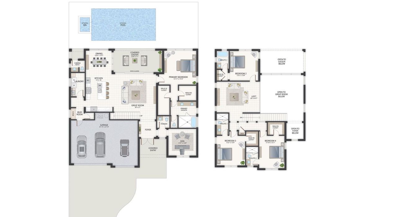 2D floor plan layout for the Casa Lago by GT Homes in Palma Del Lago, Miami Lakes, FL (Image 2). 2D floor plan layout for the Casa Lago by GT Homes in Palma Del Lago, Miami Lakes, FL (Image 2).