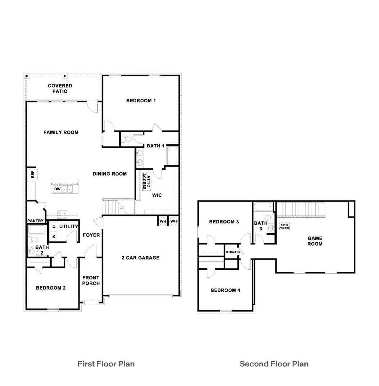 2D floor plan layout of this home in Prairie Lakes, Buda, TX (Image 2).