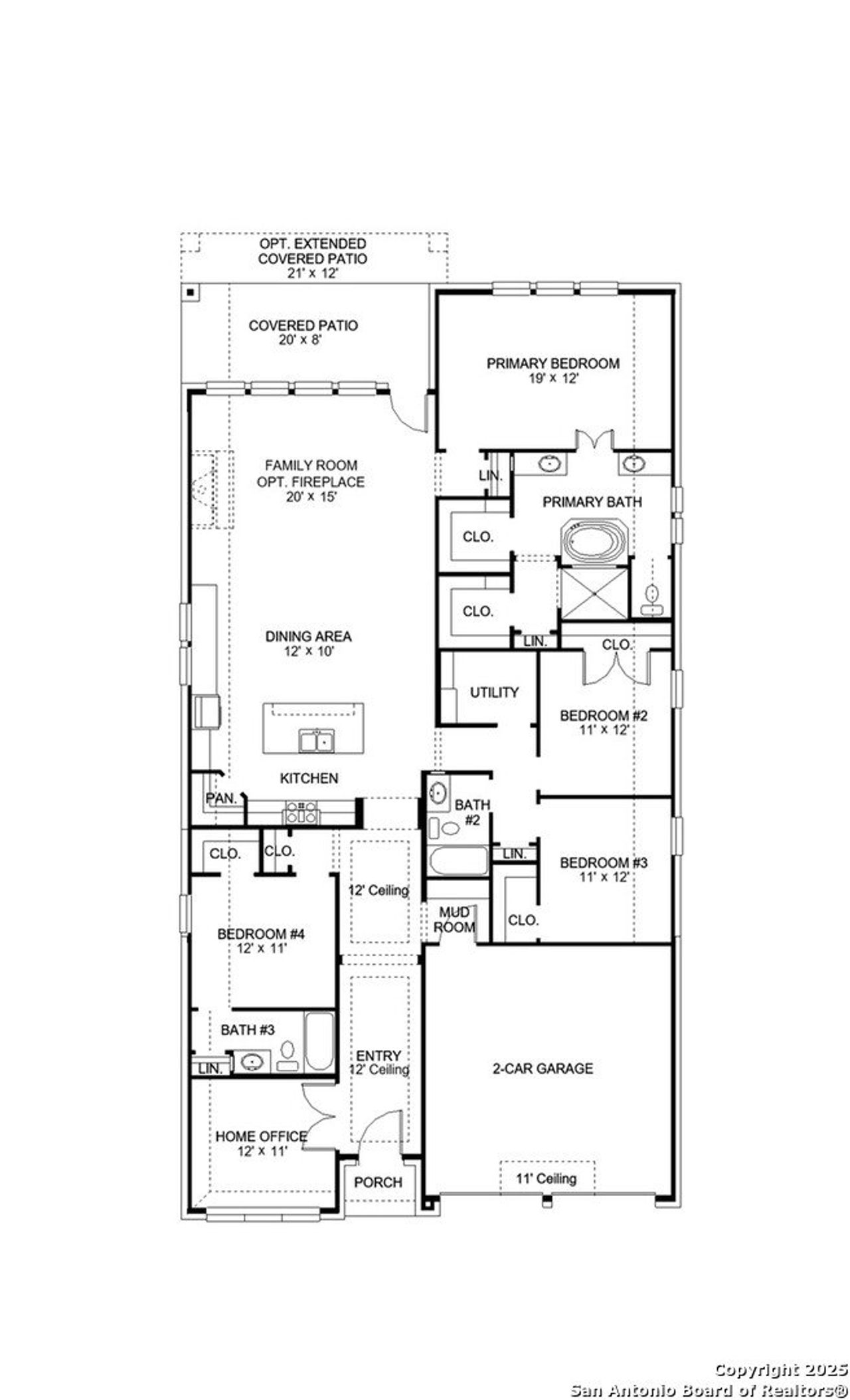 2D floor plan layout of this home in Corley Farms 50', Boerne, TX (Image 2).