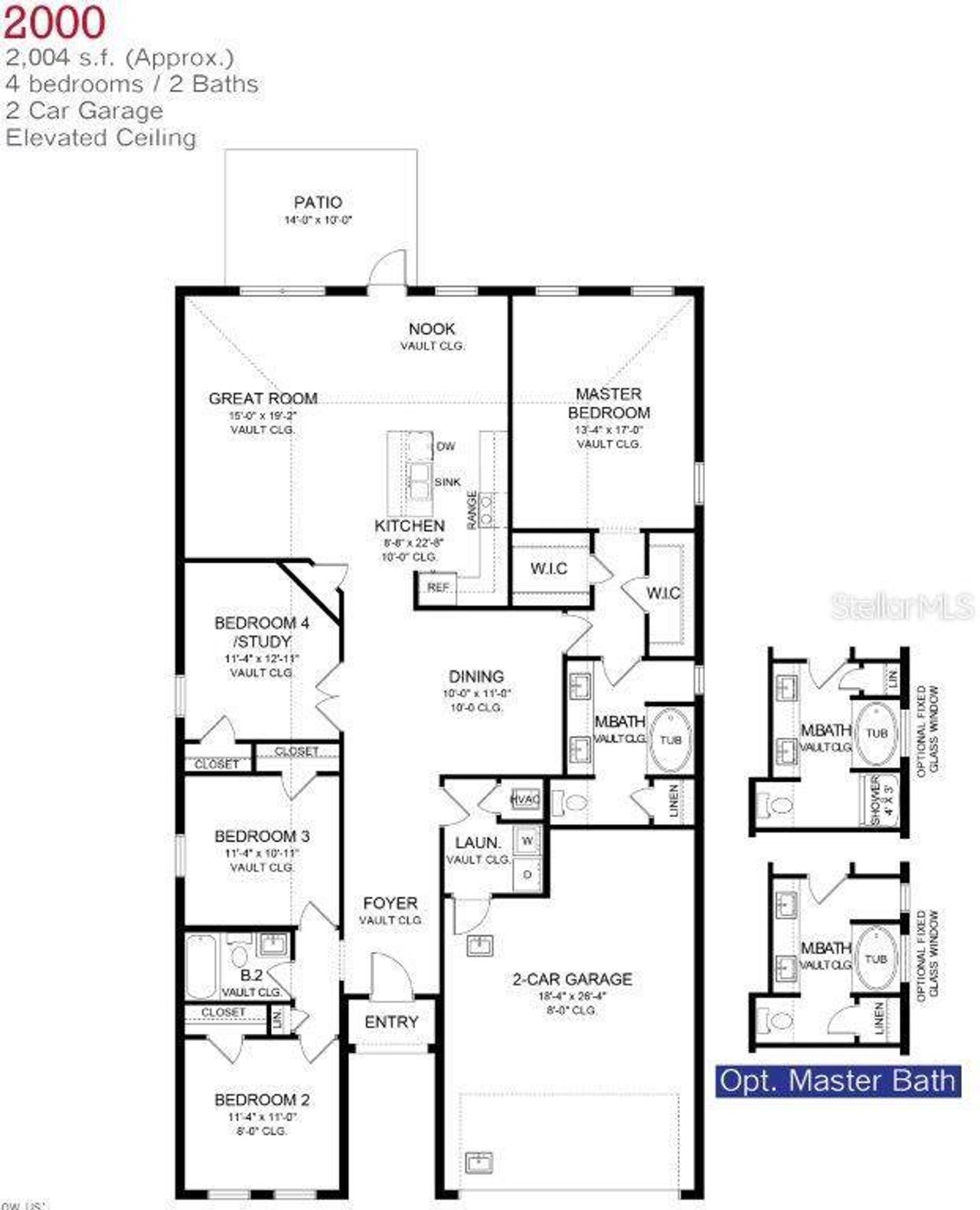 2D floor plan layout of this home in Pine Bluff, Spring Hill, FL (Image 2).