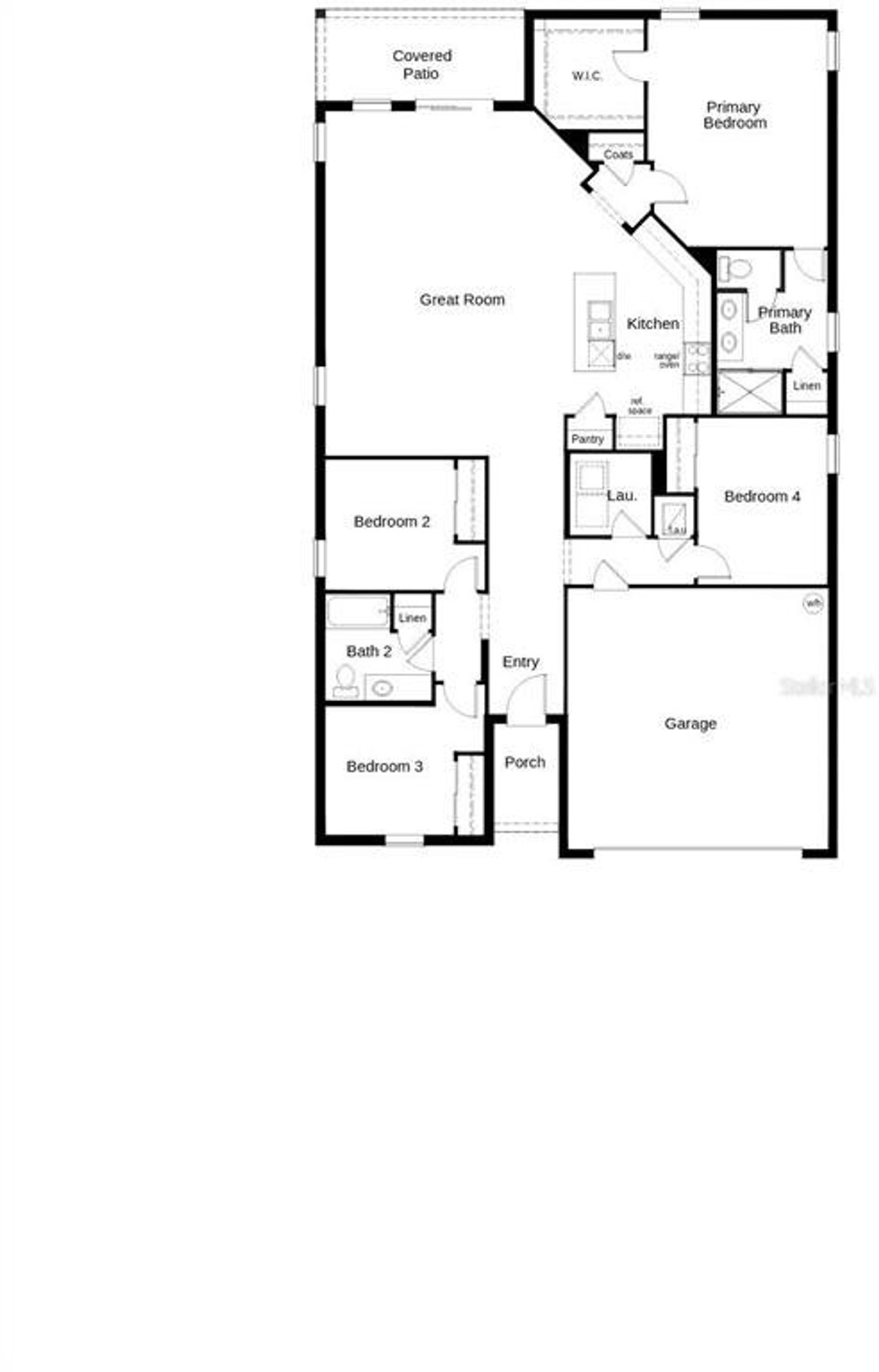 2D floor plan layout of this home in Creekside at Rutland Ranch, Parrish, FL (Image 2).