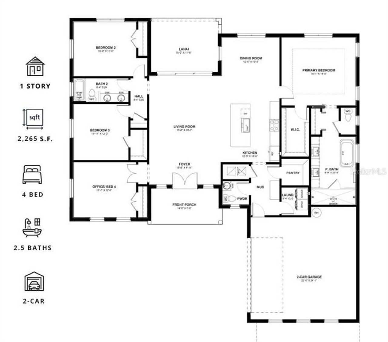 2D floor plan layout of this home in , Ocala, FL (Image 2).