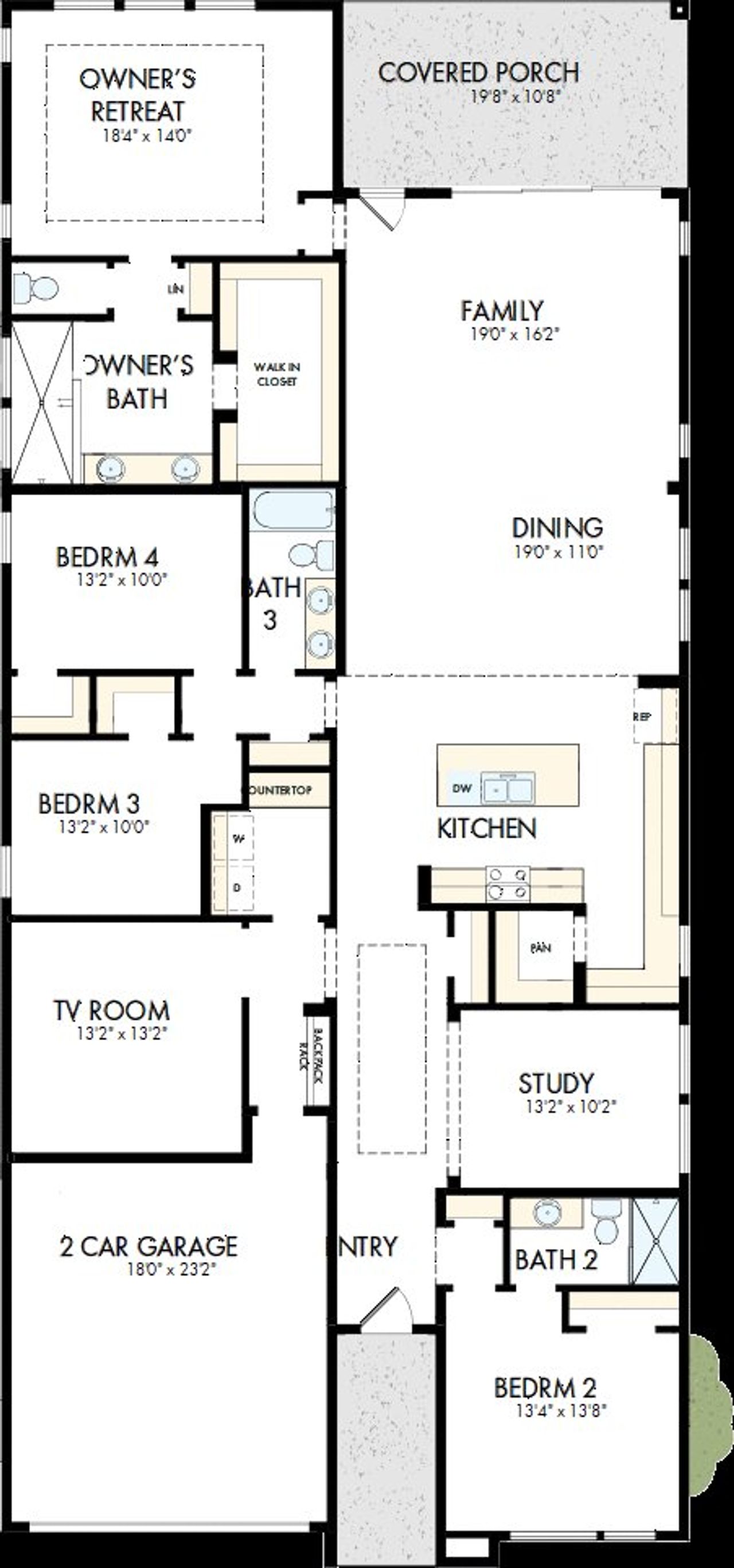 2D floor plan layout of this home in The George - Enclave Collection, Richmond, TX (Image 2).