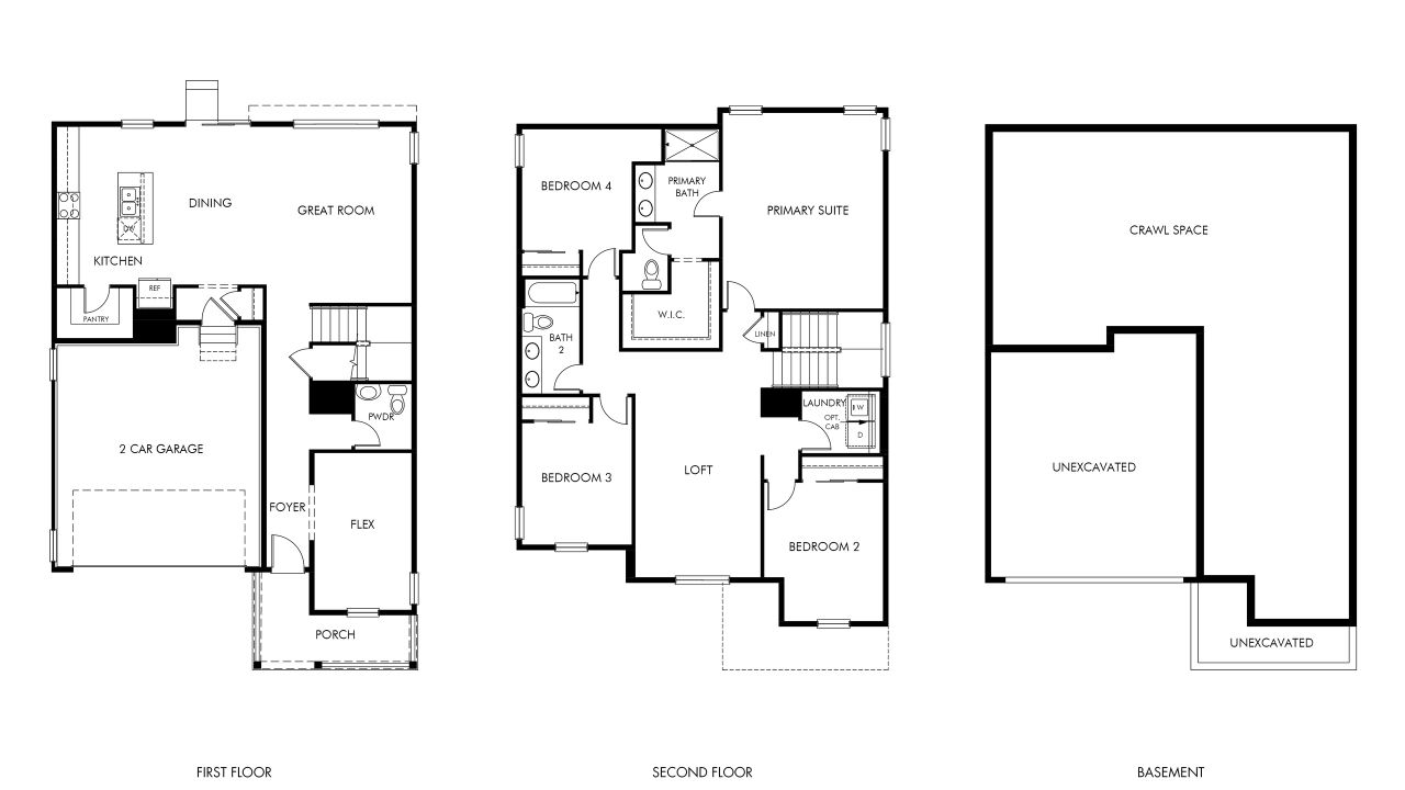 2D floor plan layout of this home in Frontier Estates - The Trails Collection, Firestone, CO (Image 2).