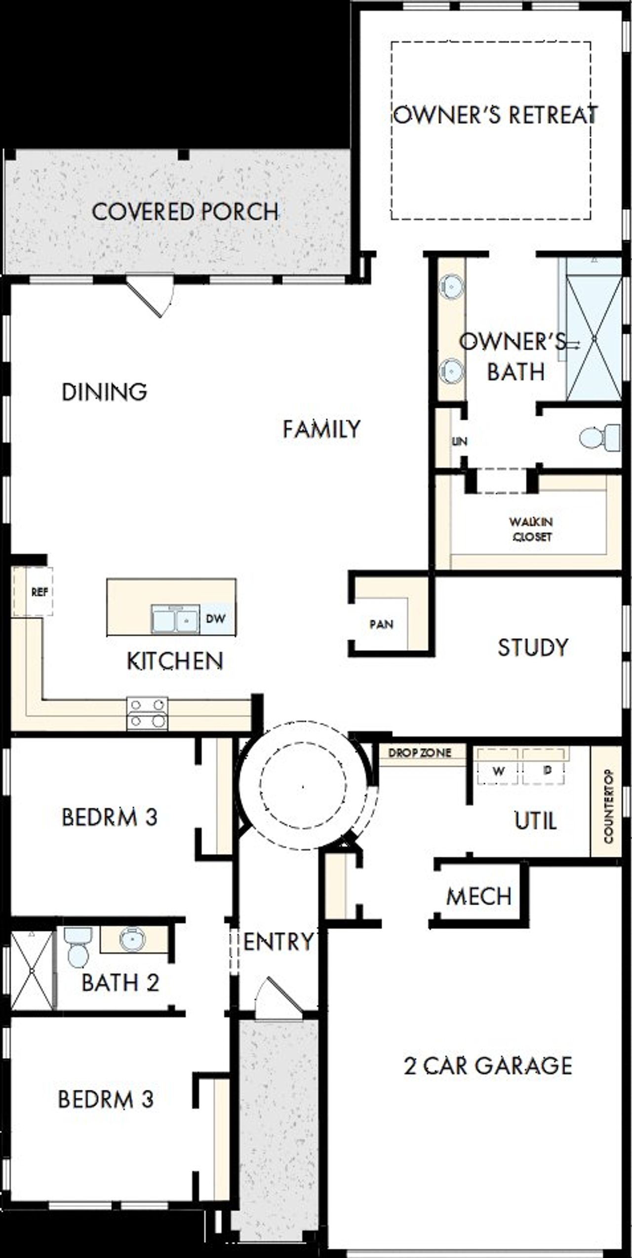 2D floor plan layout of this home in Lanier Landing - Retreat Collection, Gainesville, GA (Image 2).