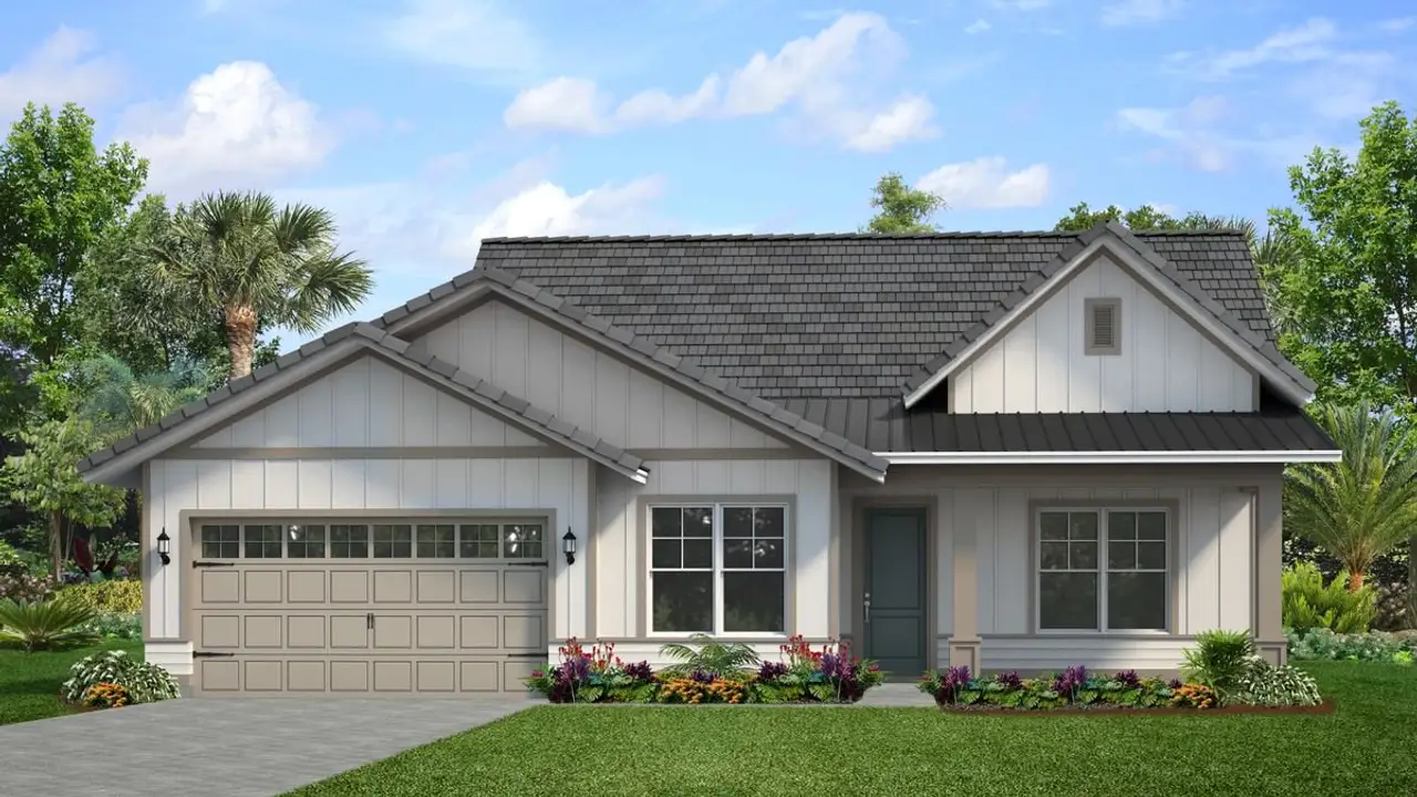 Representative exterior photo of a completed home built from the Patagonia by Park Square Residential in Tamarack at Two Rivers, Zephyrhills, FL (Image 2).