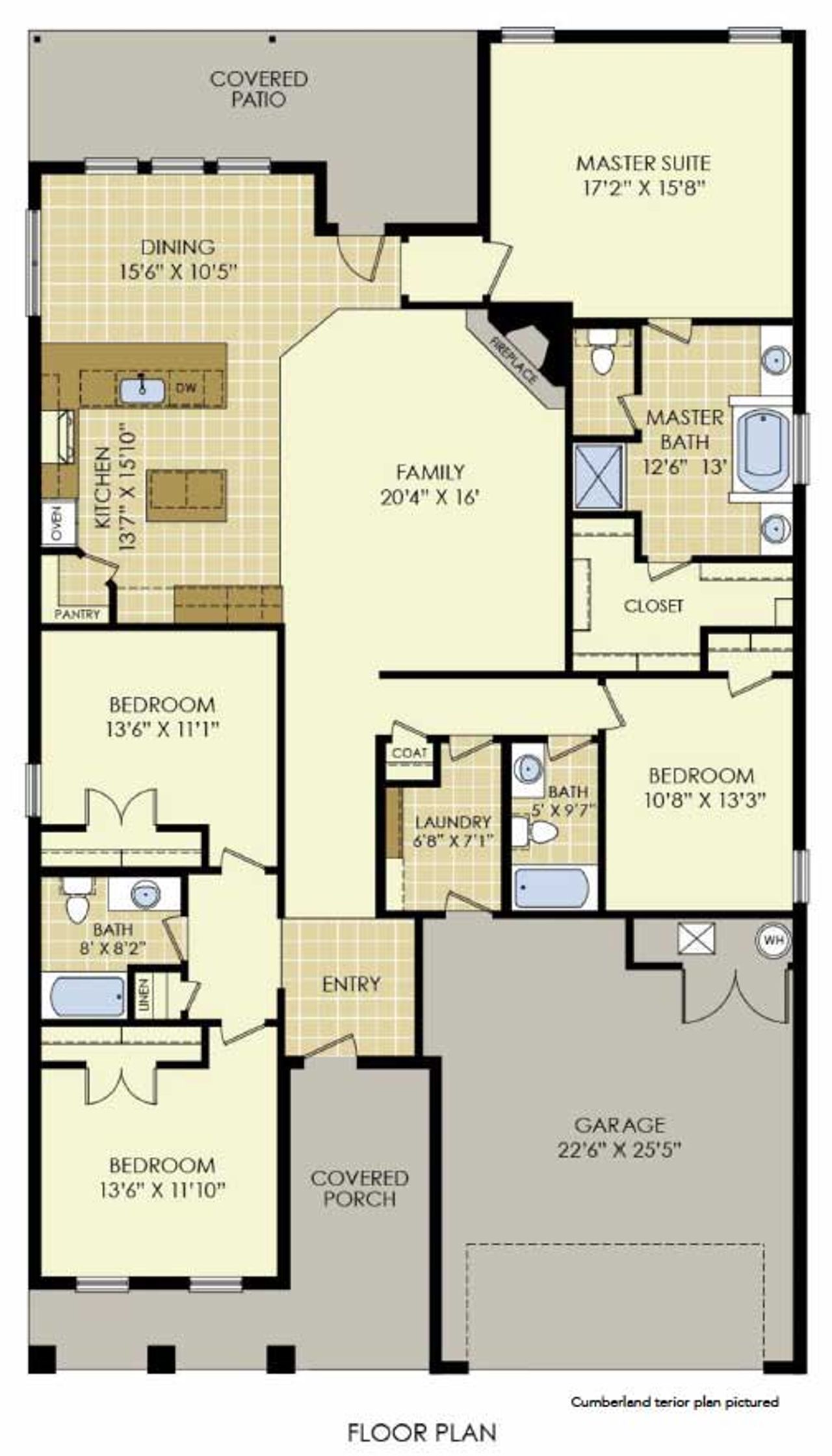 2D floor plan layout for the Cumberland by Wyldewood Homes in The Preserve At Country Ridge, Sherman, TX (Image 2).