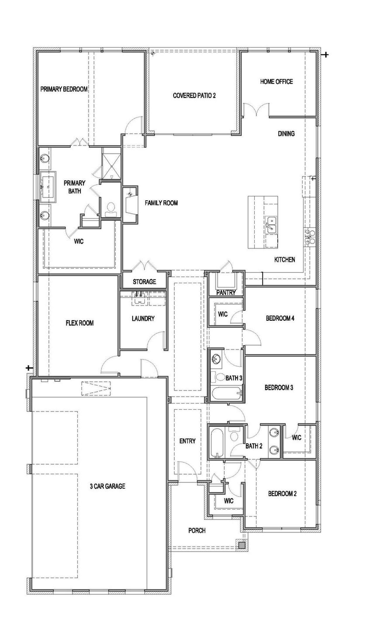 2D floor plan layout of this home in Double Eagle Ranch, Cedar Creek, TX (Image 2).