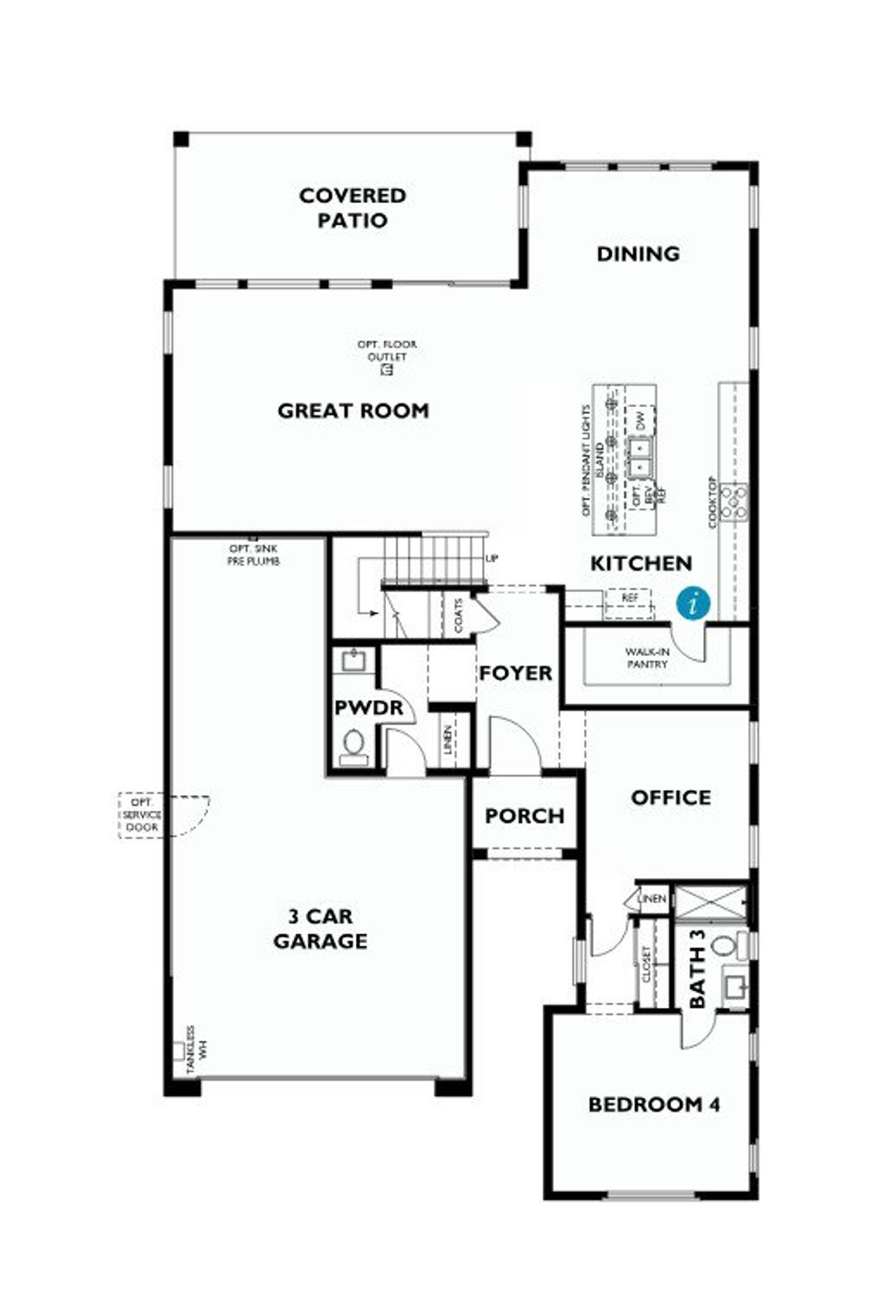 2D floor plan layout for the 4036 by Shea Homes in Skymark at Northpointe, Peoria, AZ (Image 2).