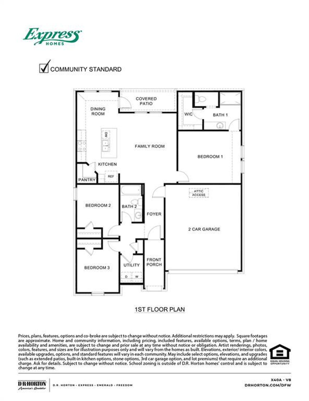 2D floor plan layout of this home in Cartwright Ranch, Crandall, TX (Image 2).