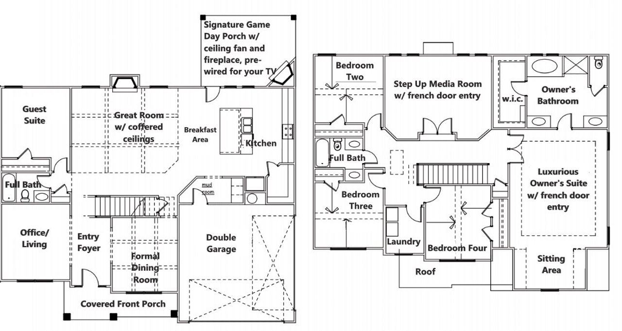 2D floor plan layout of this home in Juliette Crossing, Forsyth, GA (Image 2).