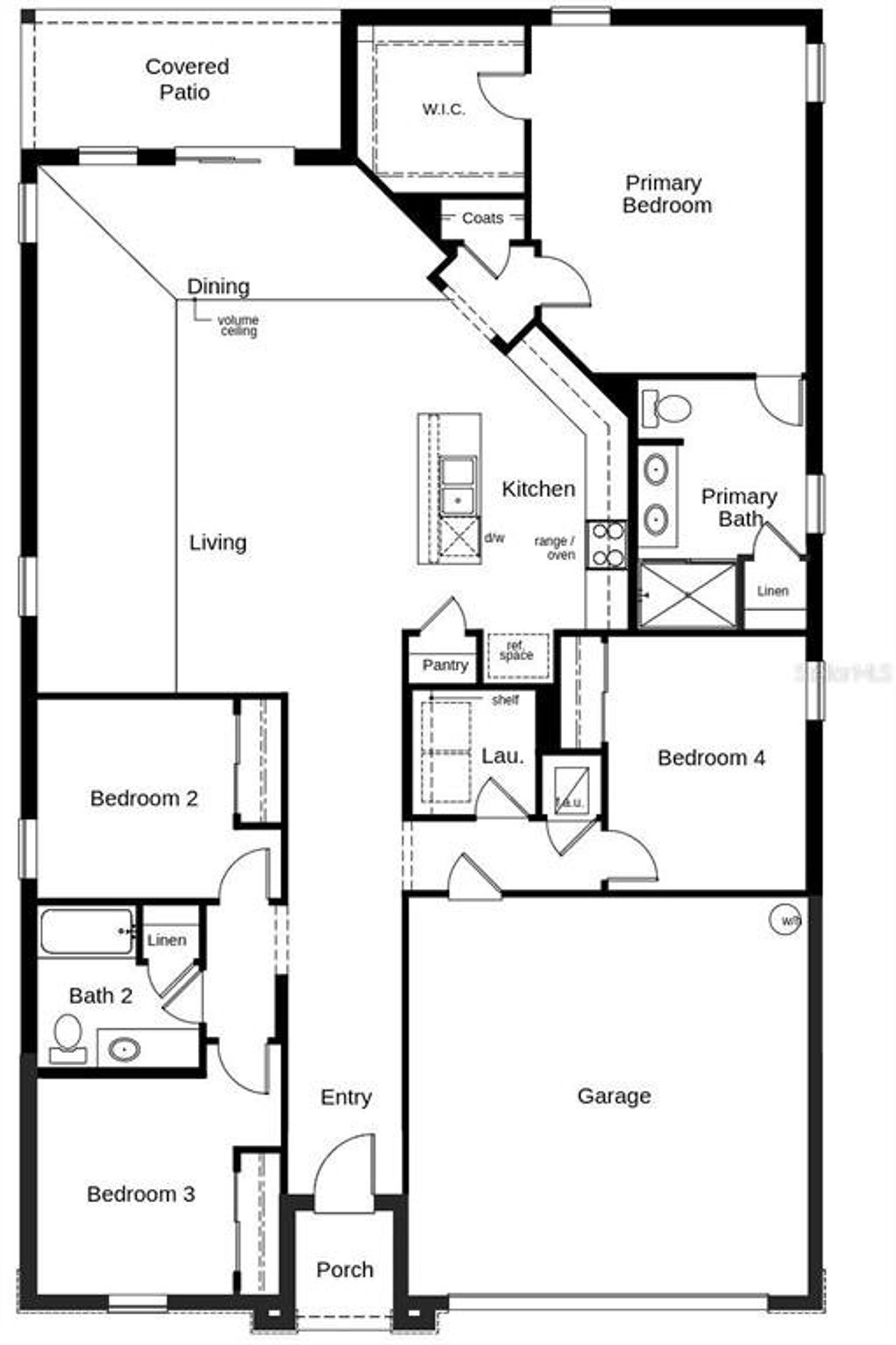 2D floor plan layout of this home in Landings at Lake Mabel Loop, Dundee, FL (Image 2).