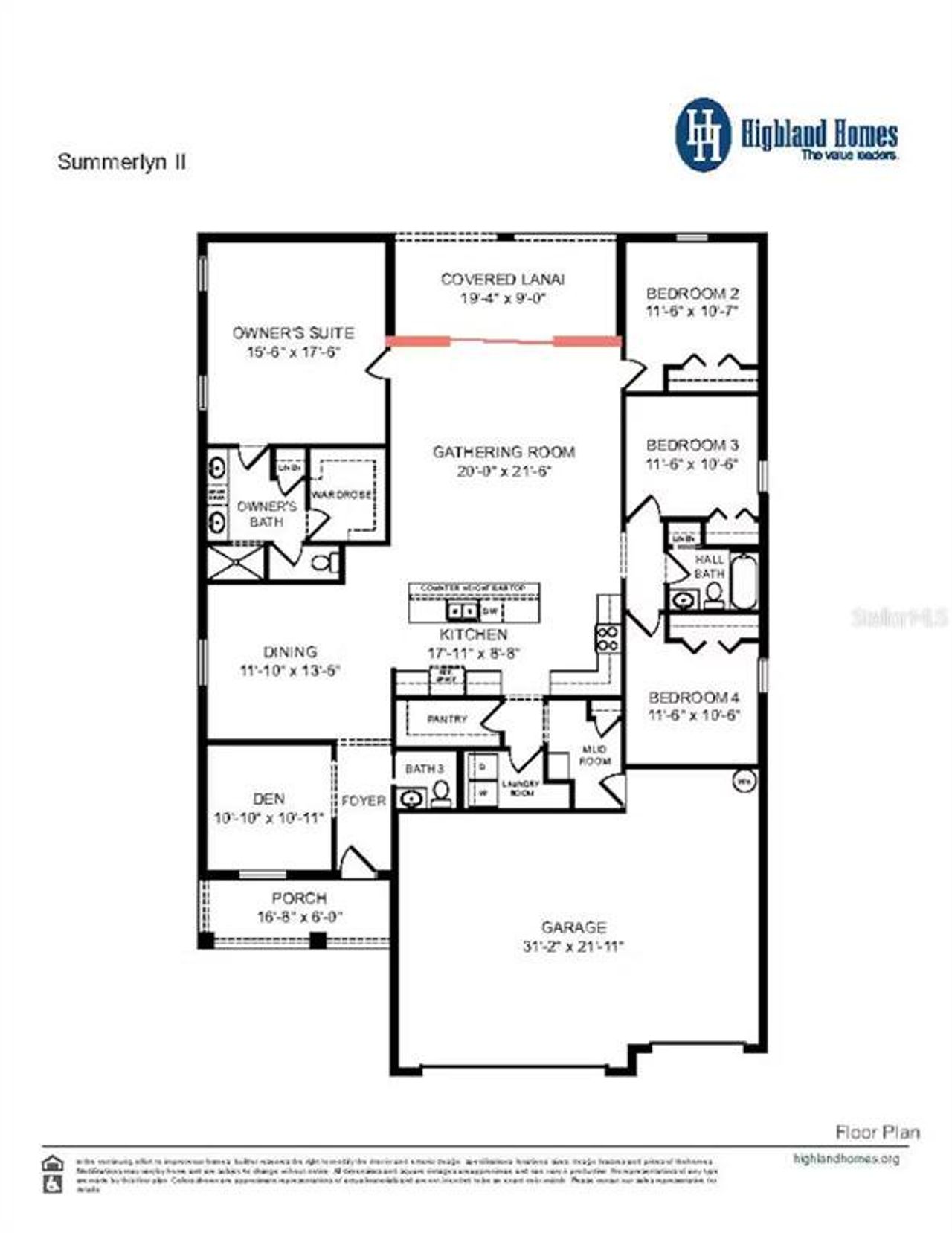 2D floor plan layout of this home in The Crossings - Single-Family Homes, St. Cloud, FL (Image 2).