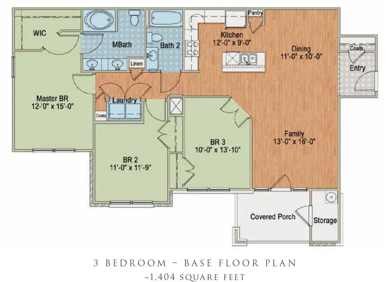 2D floor plan layout for the 3 Bedroom by ExperienceOne Homes, LLC in Weatherstone Creek, Cary, NC (Image 2).
