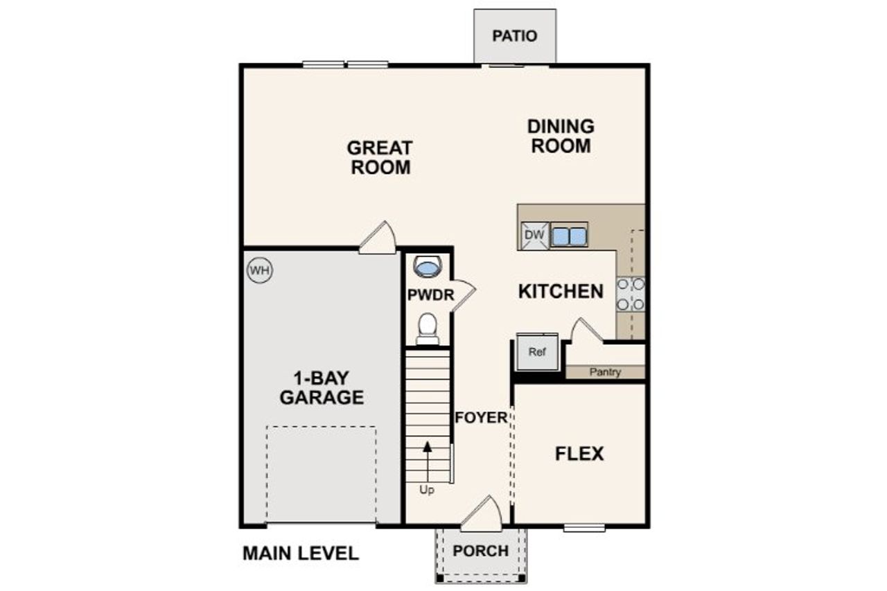 2D floor plan layout for the Bennington by Century Complete in Hudson Village, Cowpens, SC (Image 2).