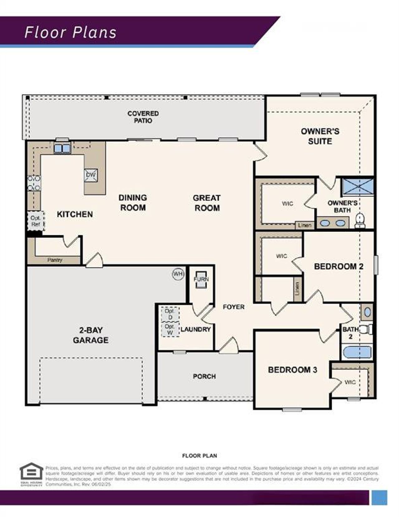 2D floor plan layout of this home in Courtland Place, Cleburne, TX (Image 2).