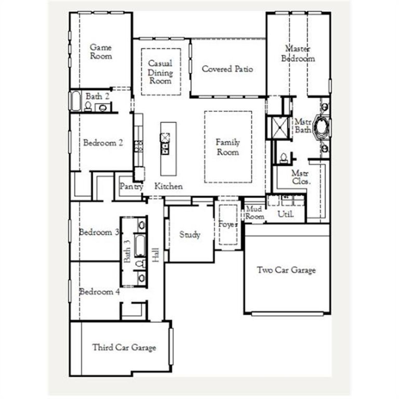 2D floor plan layout of this home in Pecan Square 40', Northlake, TX (Image 2).