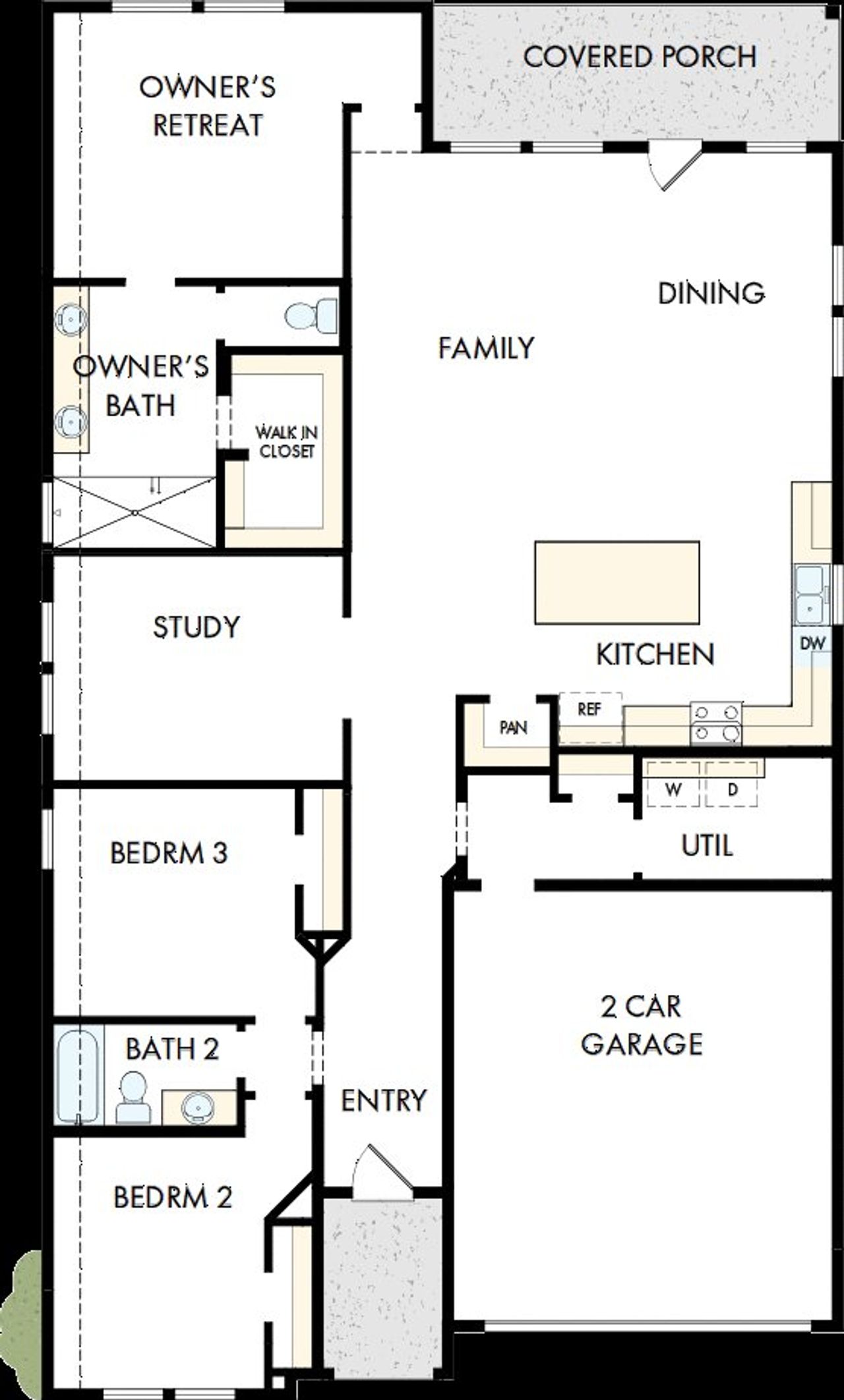 2D floor plan layout of this home in Beacon Point at Lago Mar - Retreat Collection, Texas City, TX (Image 2).