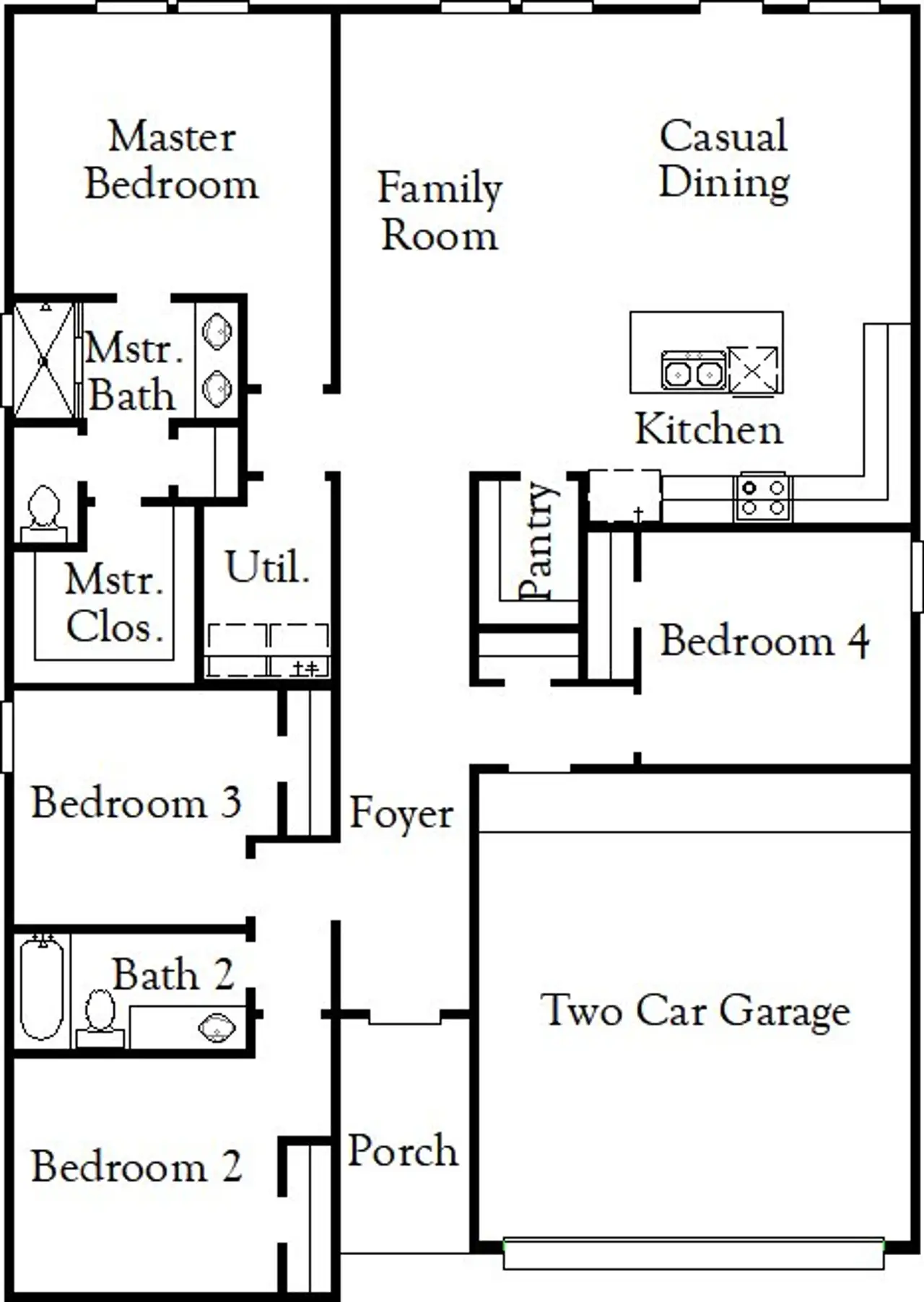 2D floor plan layout of this home in Laurel Landing, Alvin, TX (Image 2).