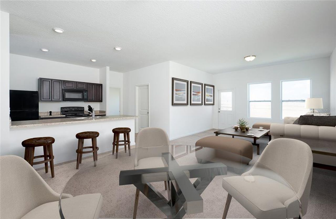 Furnished interior view inside a new home in Pinecone Reserve, Brooksville (Image 2). Furnished interior view inside a new home in Pinecone Reserve, Brooksville (Image 2).