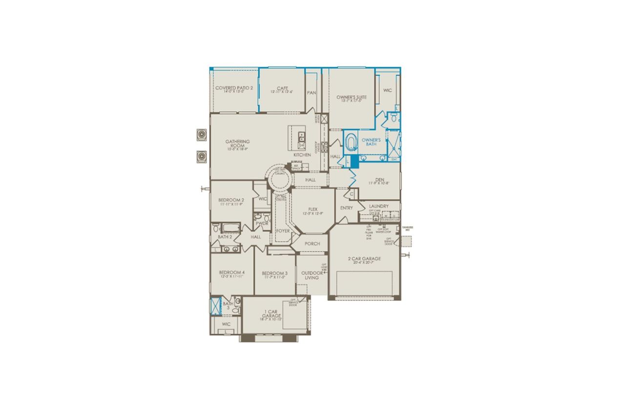 2D floor plan layout of this home in Vistoso Canyon Estates, Oro Valley, AZ (Image 2).