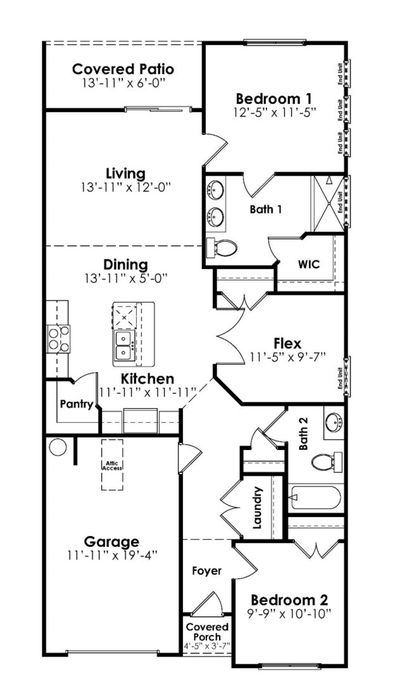 2D floor plan layout for the Belmont by D.R. Horton in Altama, Brunswick, GA (Image 2).