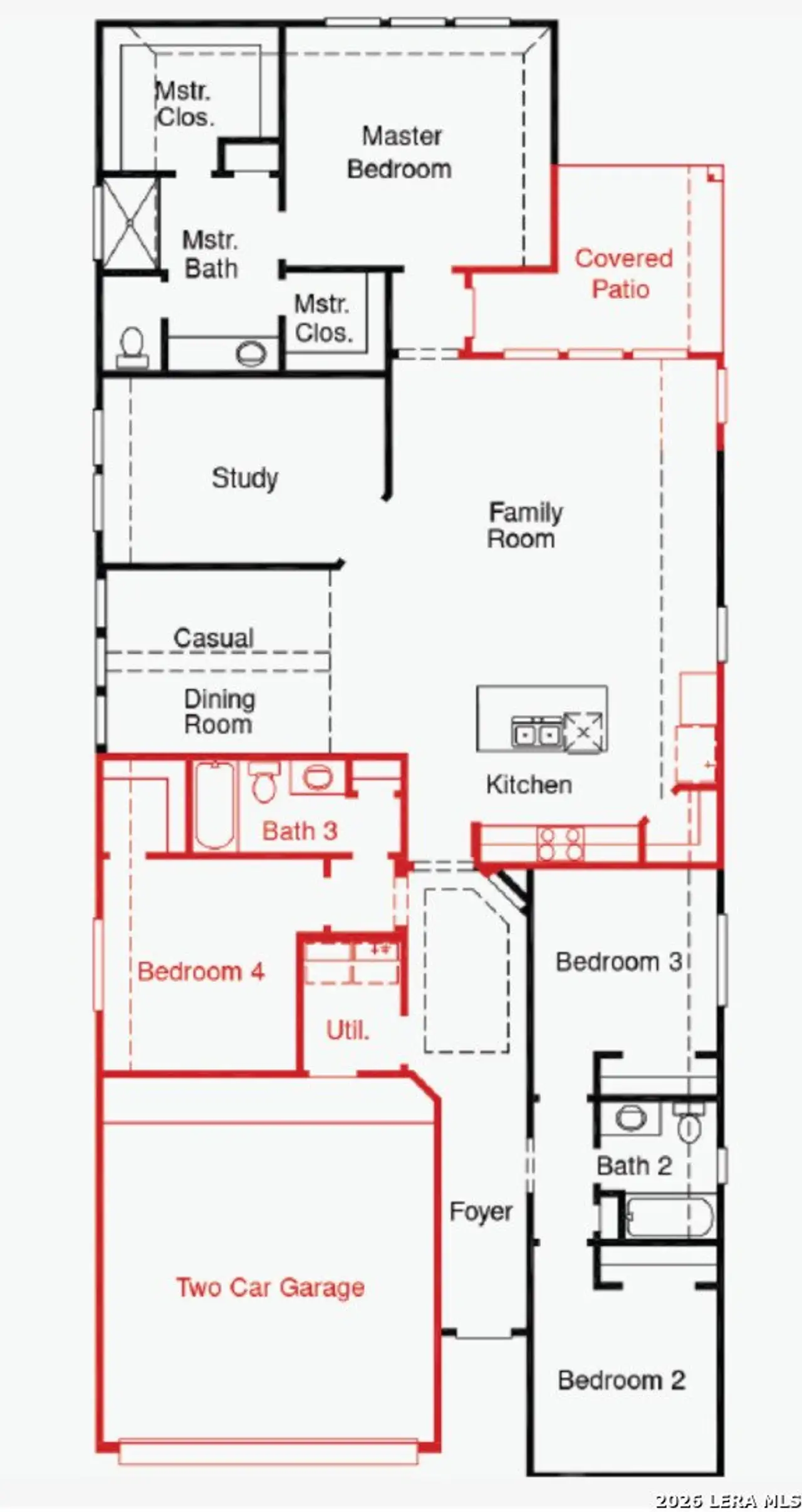 2D floor plan layout of this home in Sunflower Ridge, New Braunfels, TX (Image 2).