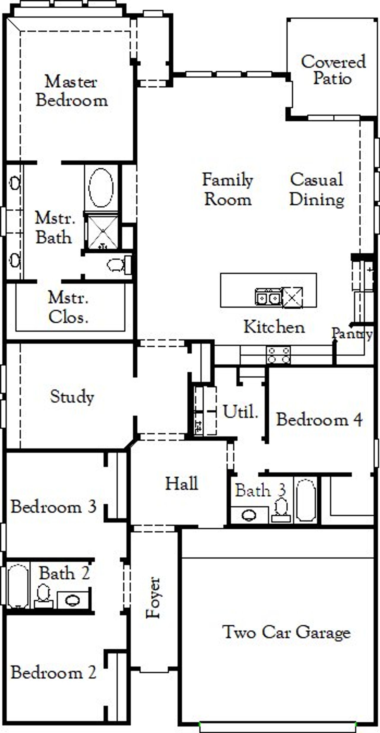 2D floor plan layout of this home in The Grove at Blackhawk, Pflugerville, TX (Image 2).