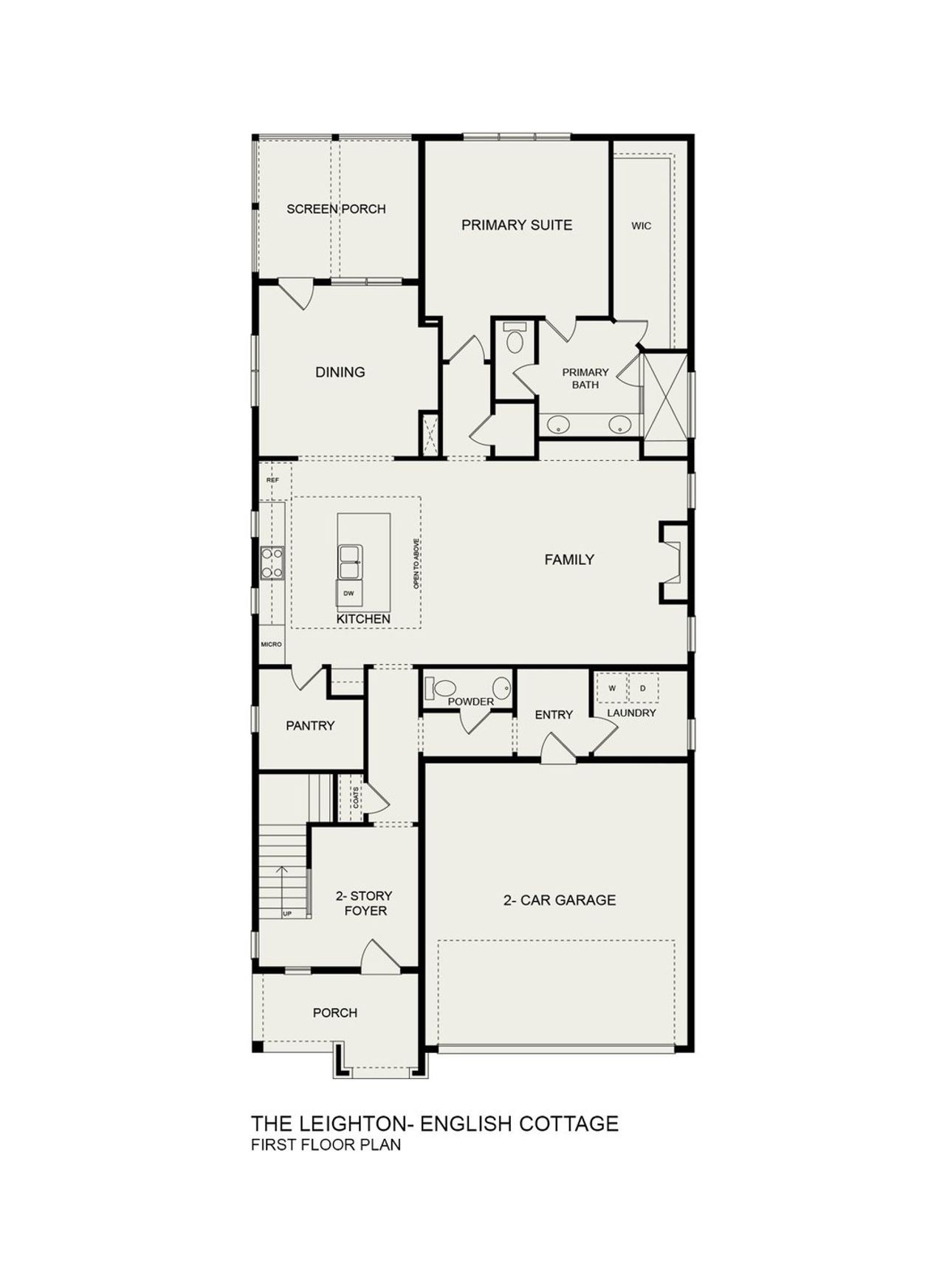 2D floor plan layout for the Leighton English Cottage by Homes by Dickerson in Ponder, Wendell, NC (Image 2).