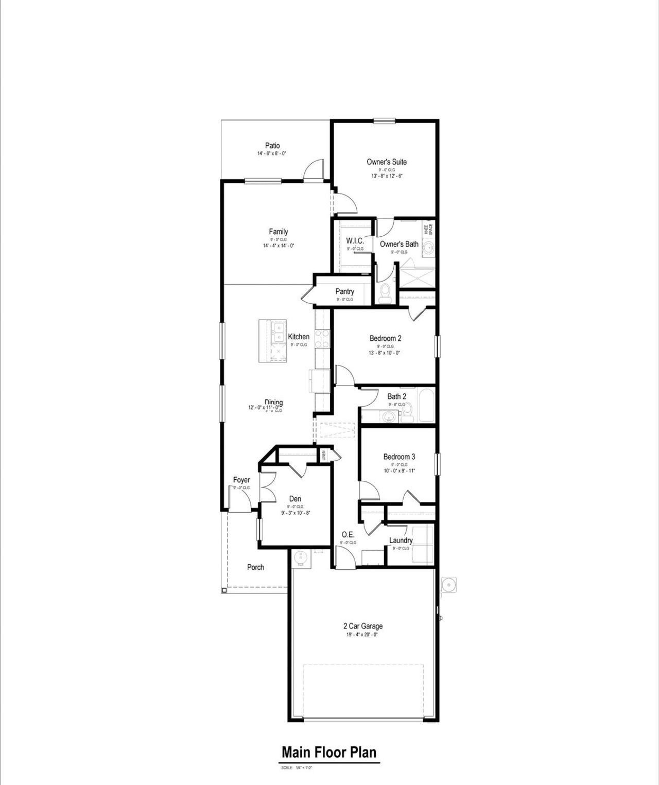 2D floor plan layout for the Meadow View by View Homes in Highland Ridge, New Braunfels, TX (Image 2).