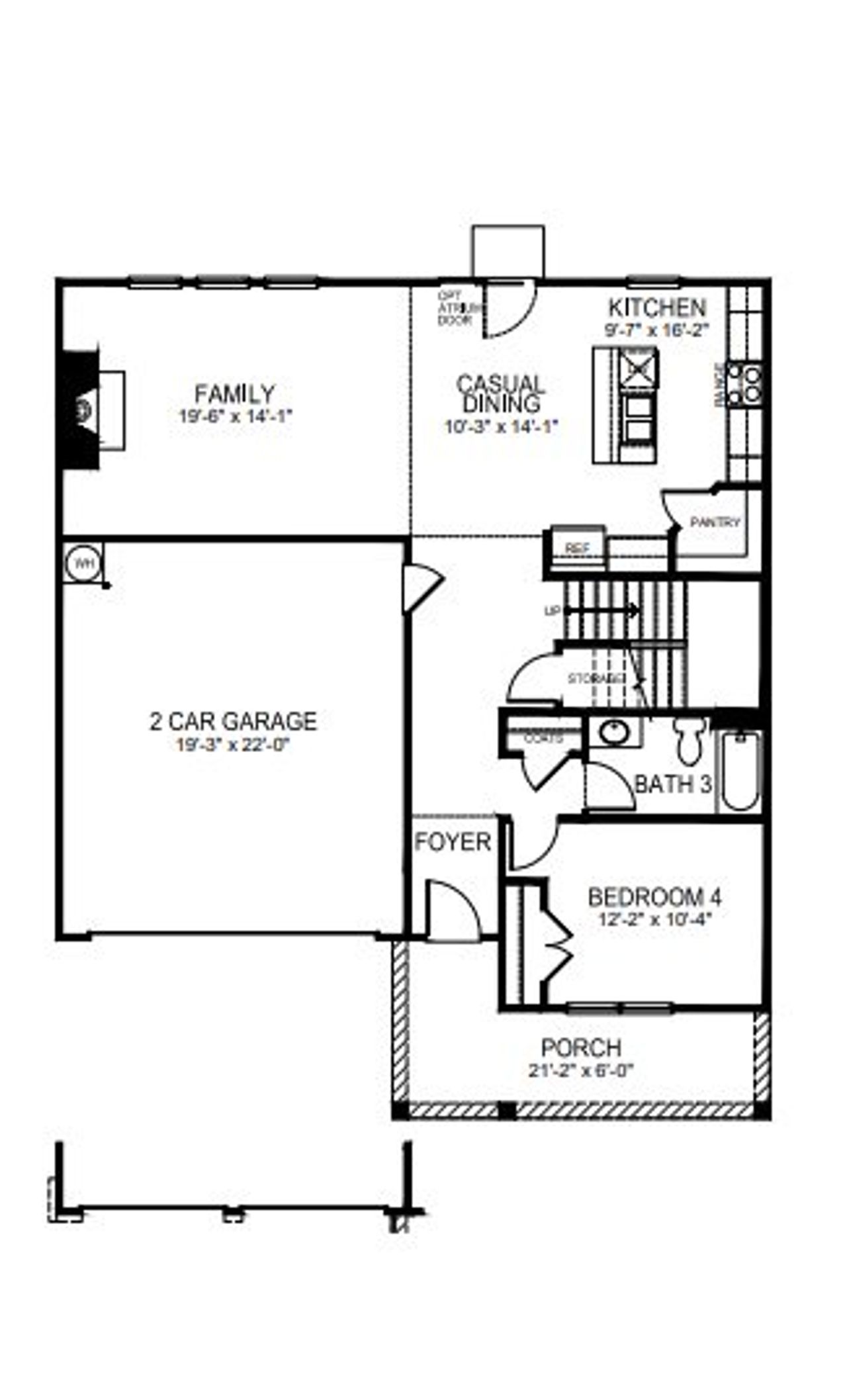 2D floor plan layout for the Cooper by D.R. Horton in Westport, York, SC (Image 2).