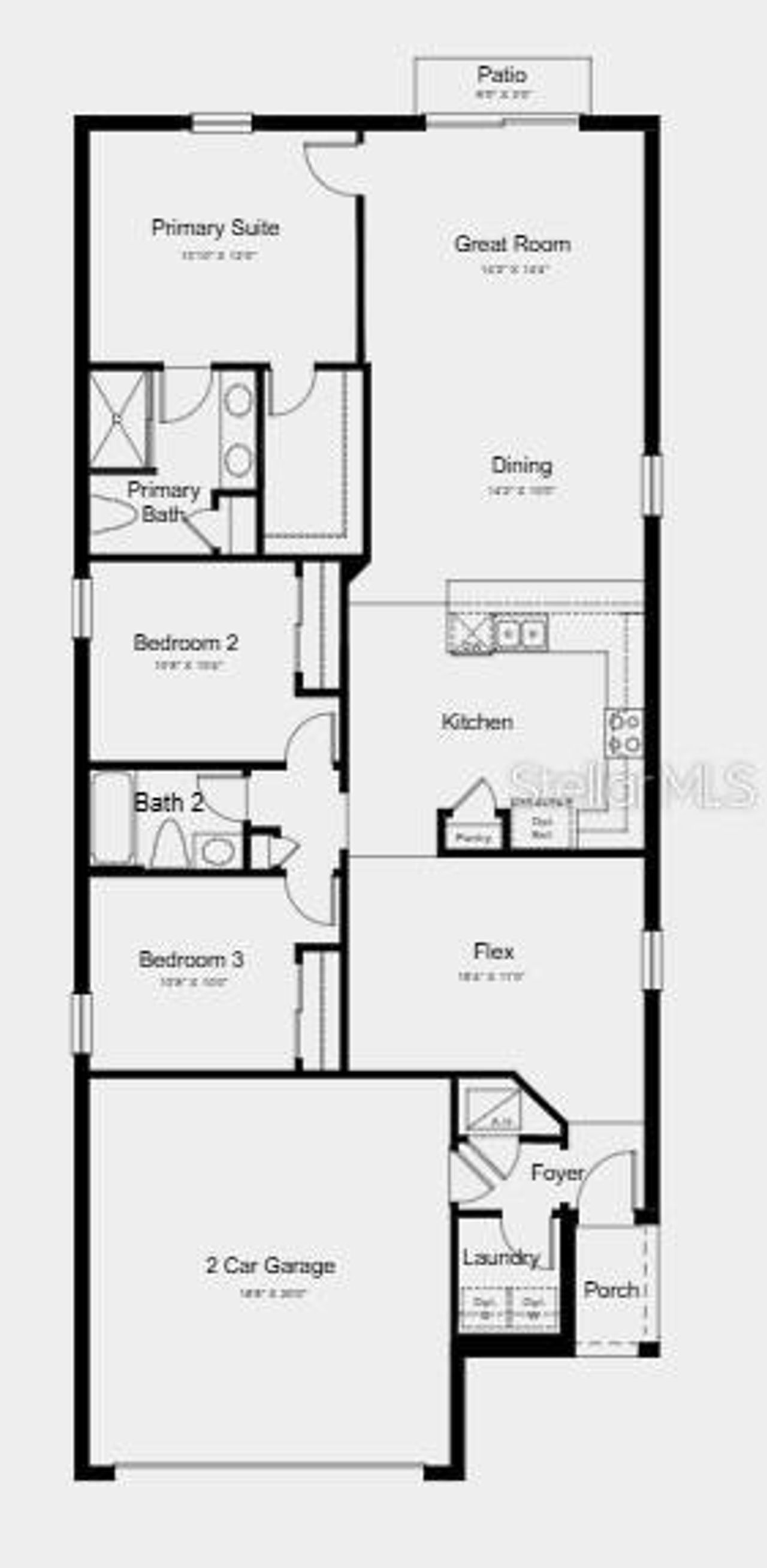 2D floor plan layout of this home in Cove at Coasterra, Palmetto, FL (Image 2).