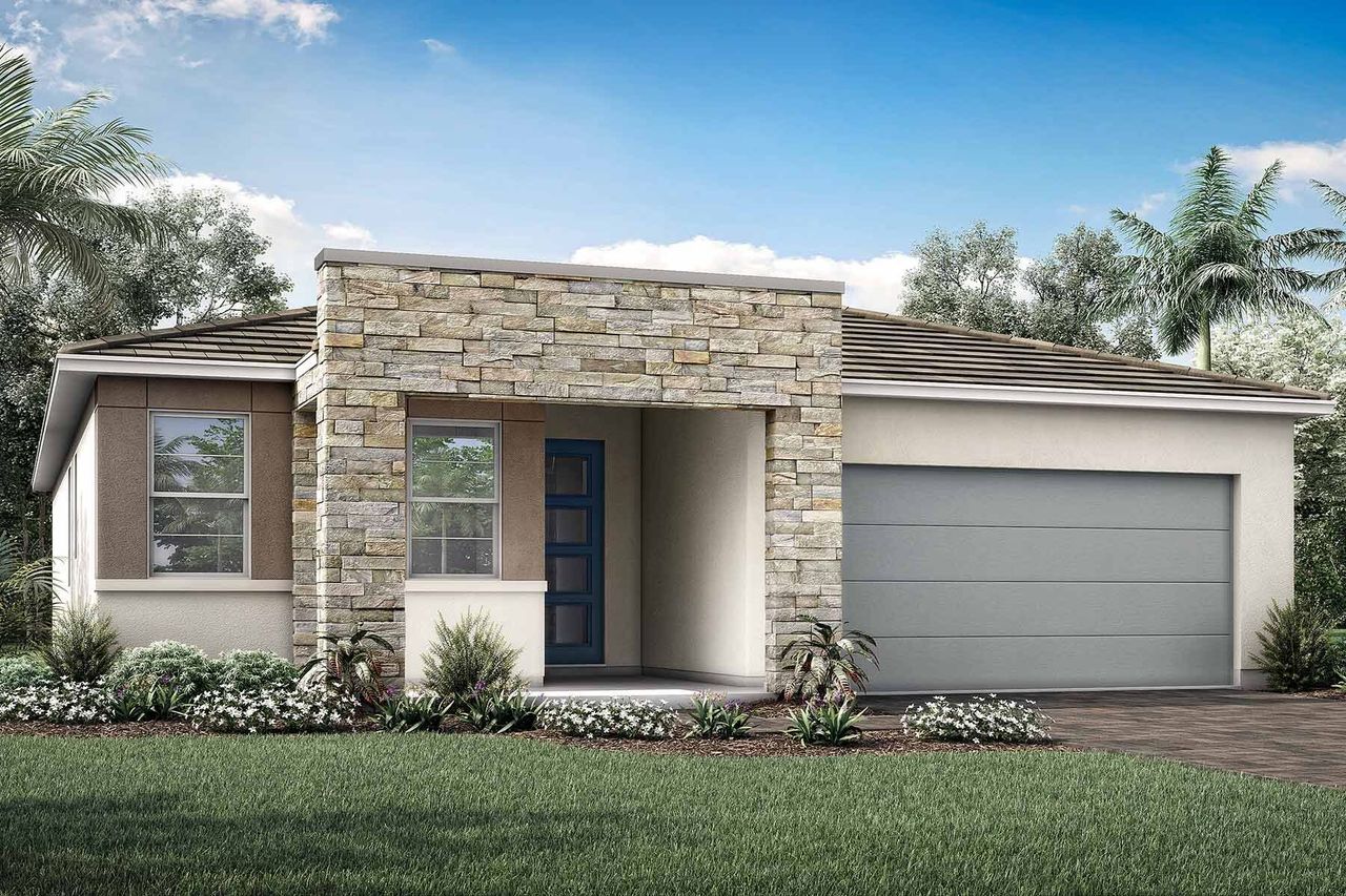 Representative exterior photo of a completed home built from the Cascades by Mattamy Homes in Wellen Park, Venice, FL (Image 2).