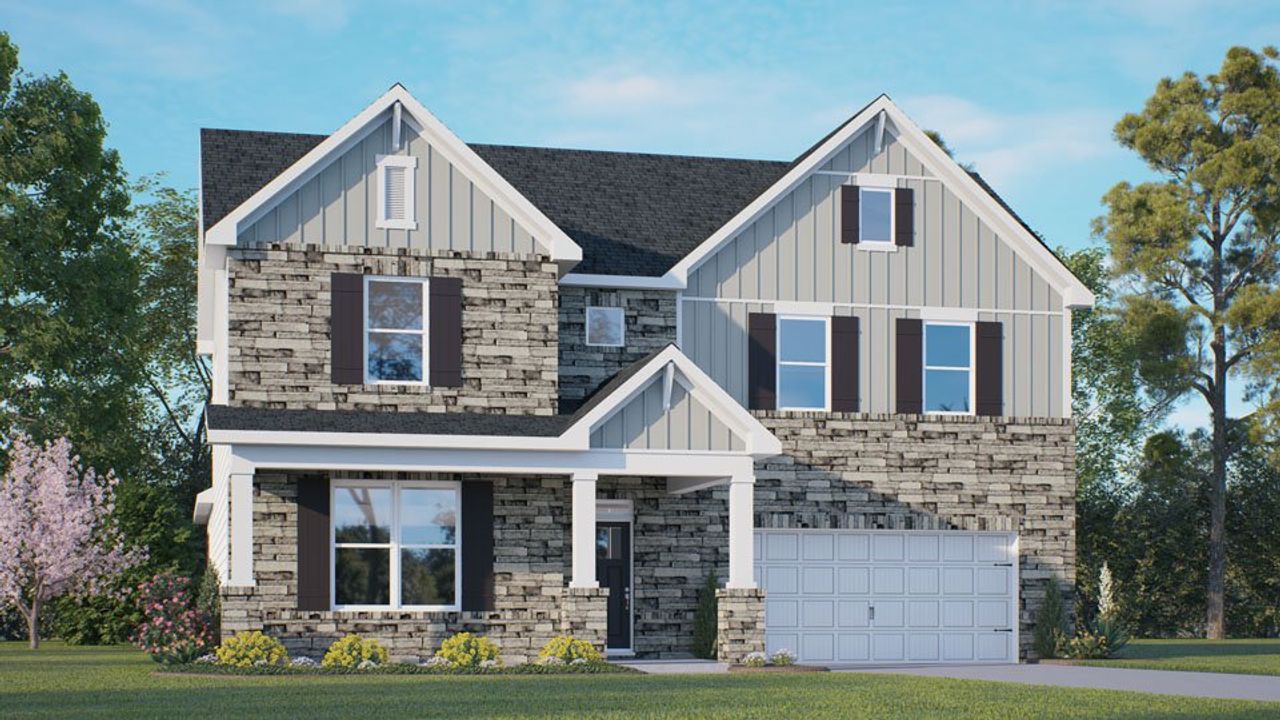 Representative exterior photo of a completed home built from the HARTWELL by D.R. Horton in The Manors at Swift Creek Farm, Clayton, NC (Image 2).