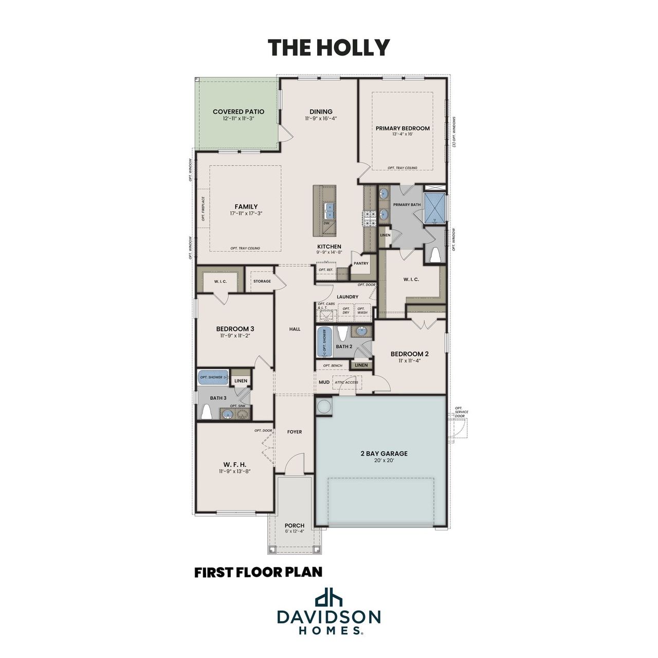 2D floor plan layout for the The Holly F by Davidson Homes LLC in Saddle Creek Ranch, Cibolo, TX (Image 2).