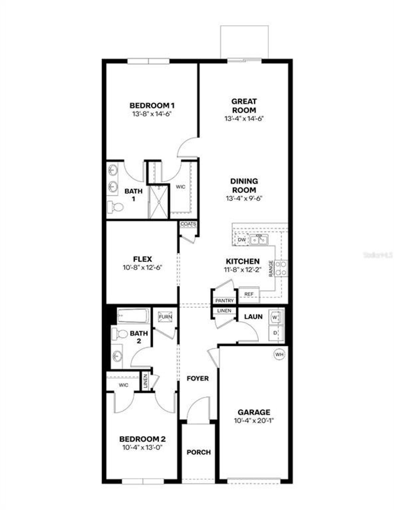 2D floor plan layout of this home in Farm at Varrea Villas, Plant City, FL (Image 2).