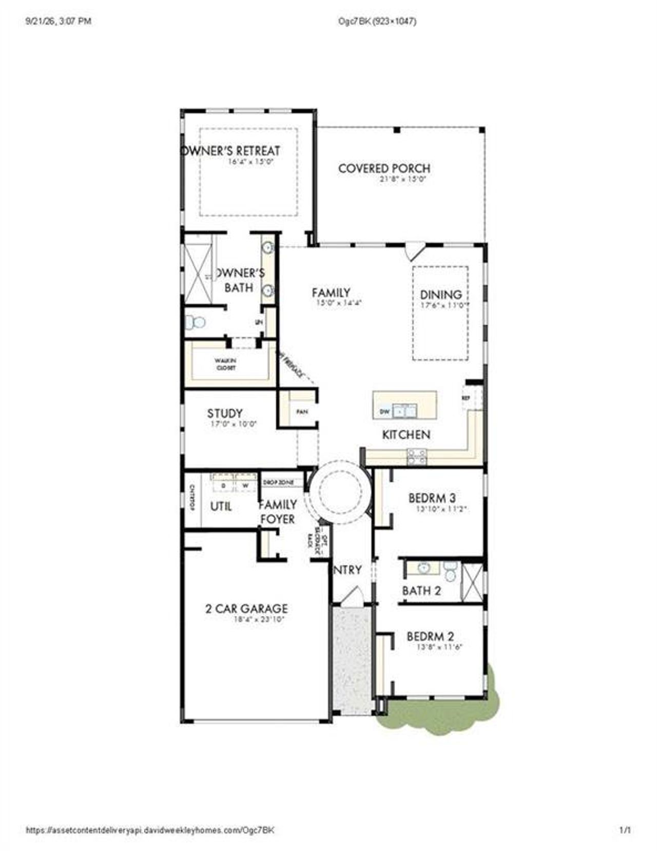 2D floor plan layout of this home in Maple Grove at Towne Lake, Woodstock, GA (Image 2).