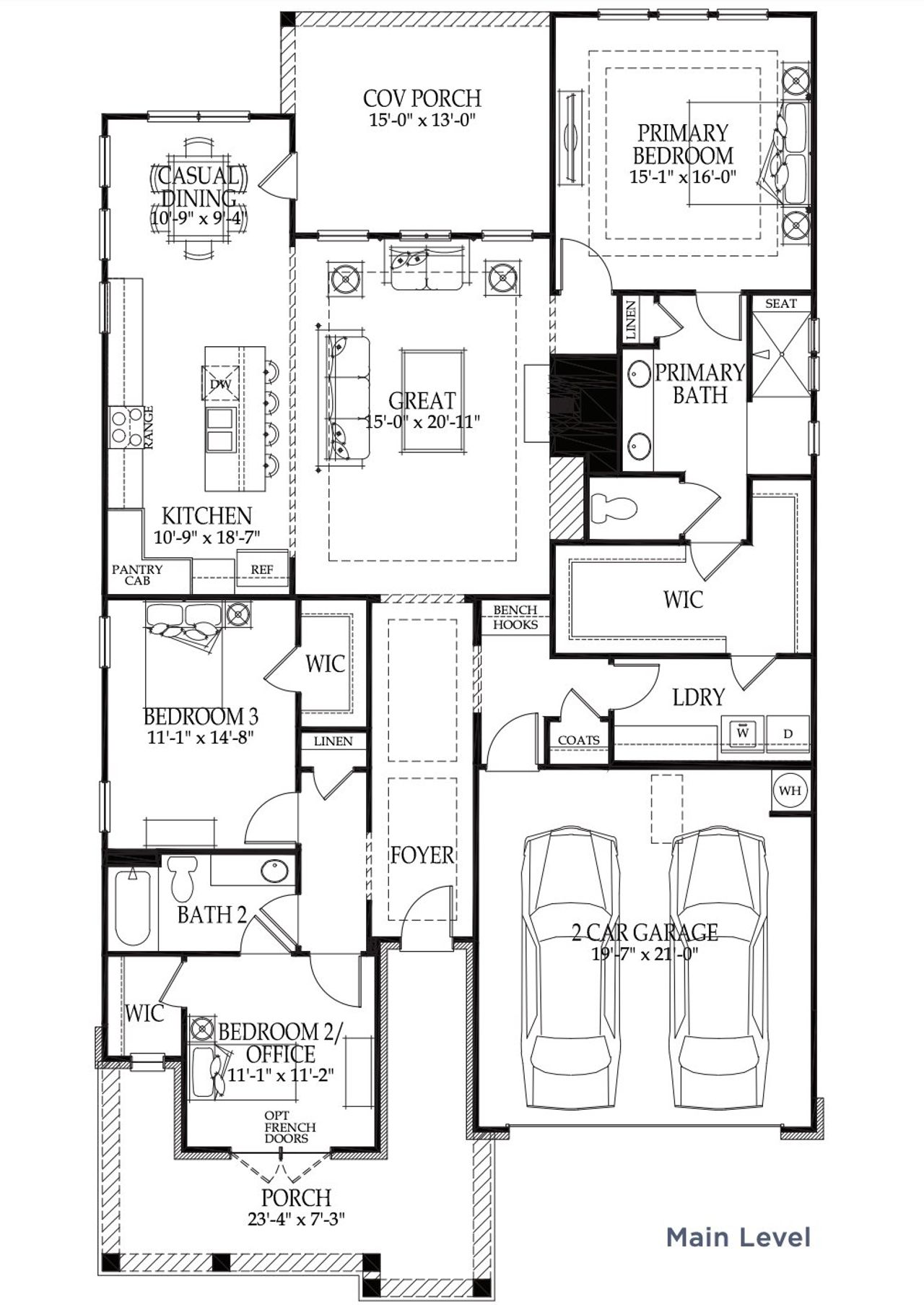 2D floor plan layout for the Heartwood by Southwyck Homes in Cooks Farm, Woodstock, GA (Image 2).