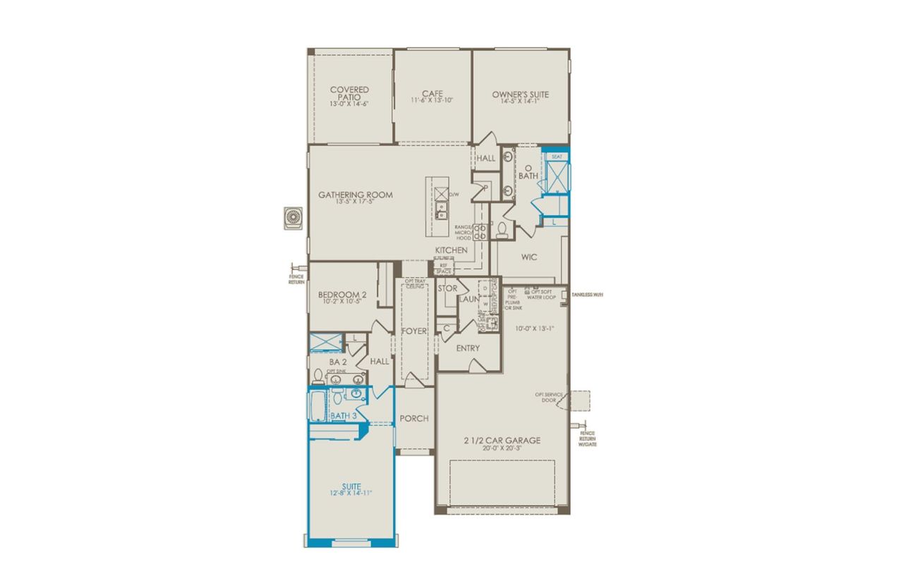 2D floor plan layout of this home in Vistoso Canyon Estates, Oro Valley, AZ (Image 2).