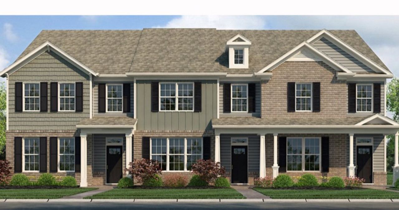 Representative exterior photo of a completed home built from the Blake by D.R. Horton in Sanctuary at Southgate Townhomes, Indian Trail, NC (Image 2). Representative exterior photo of a completed home built from the Blake by D.R. Horton in Sanctuary at Southgate Townhomes, Indian Trail, NC (Image 2).