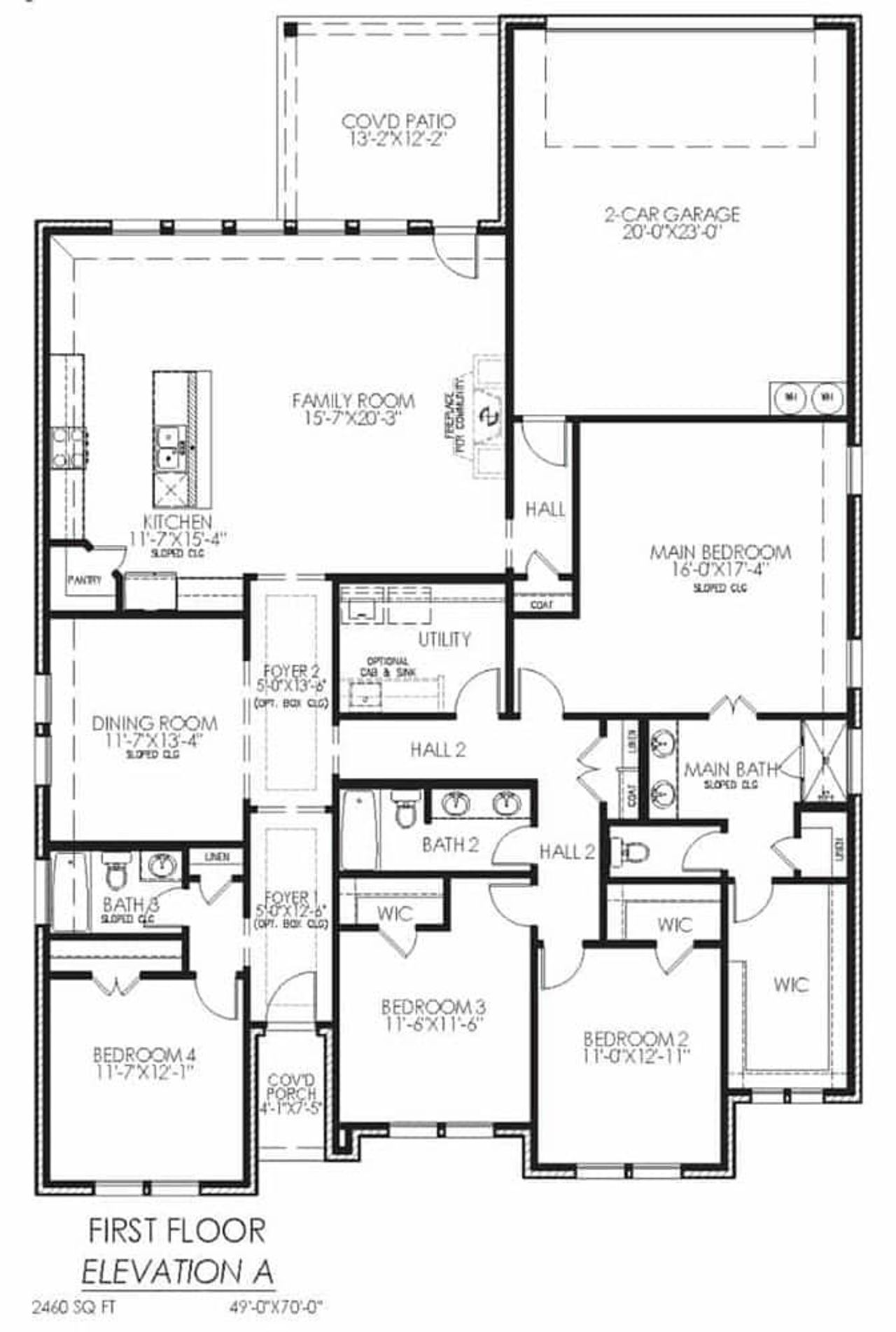 2D floor plan layout for the The Duncan by Lillian Custom Homes in Ten Mile Creek Estates, DeSoto, TX (Image 2).