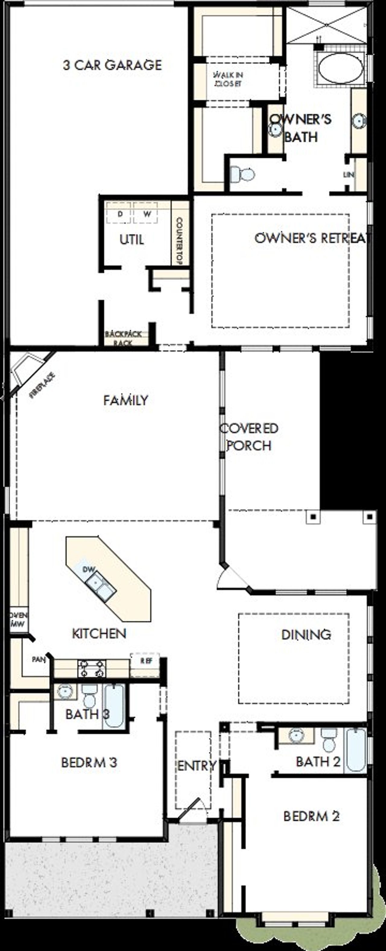2D floor plan layout of this home in Elements at Viridian - Traditional Series, Arlington, TX (Image 2).