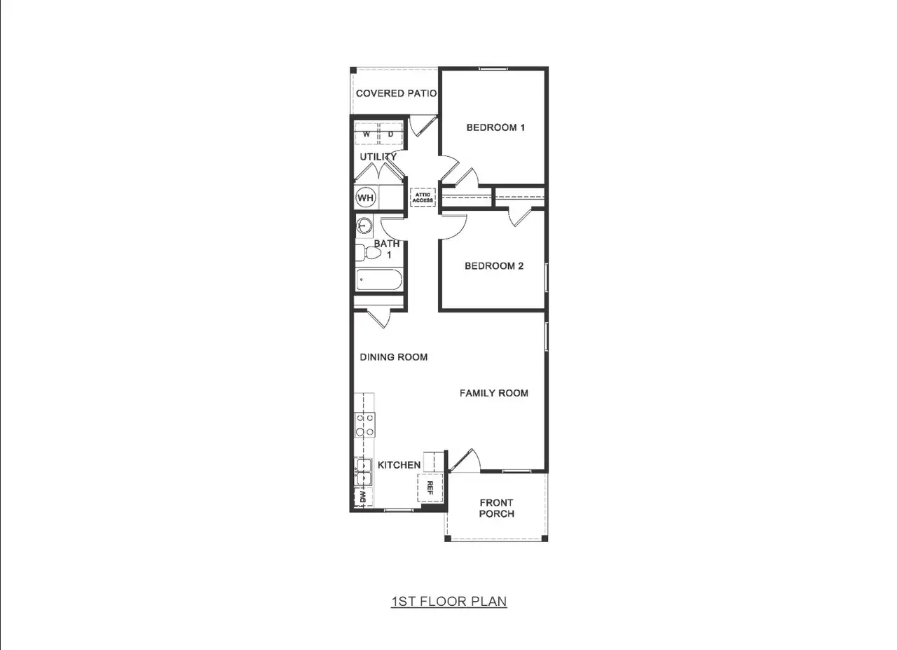 2D floor plan layout of this home in Village 3, Woodruff, SC (Image 2).