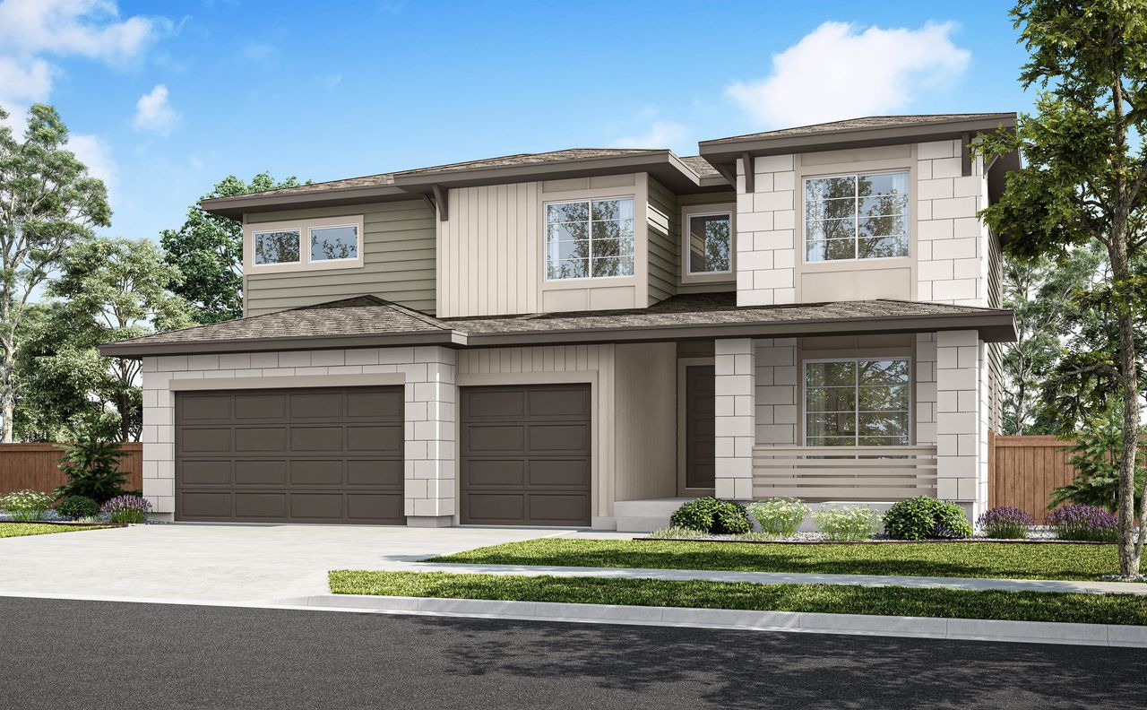 Representative exterior photo of a completed home built from the The Carmine by Tri Pointe Homes in Cordovan, Firestone, CO (Image 2).