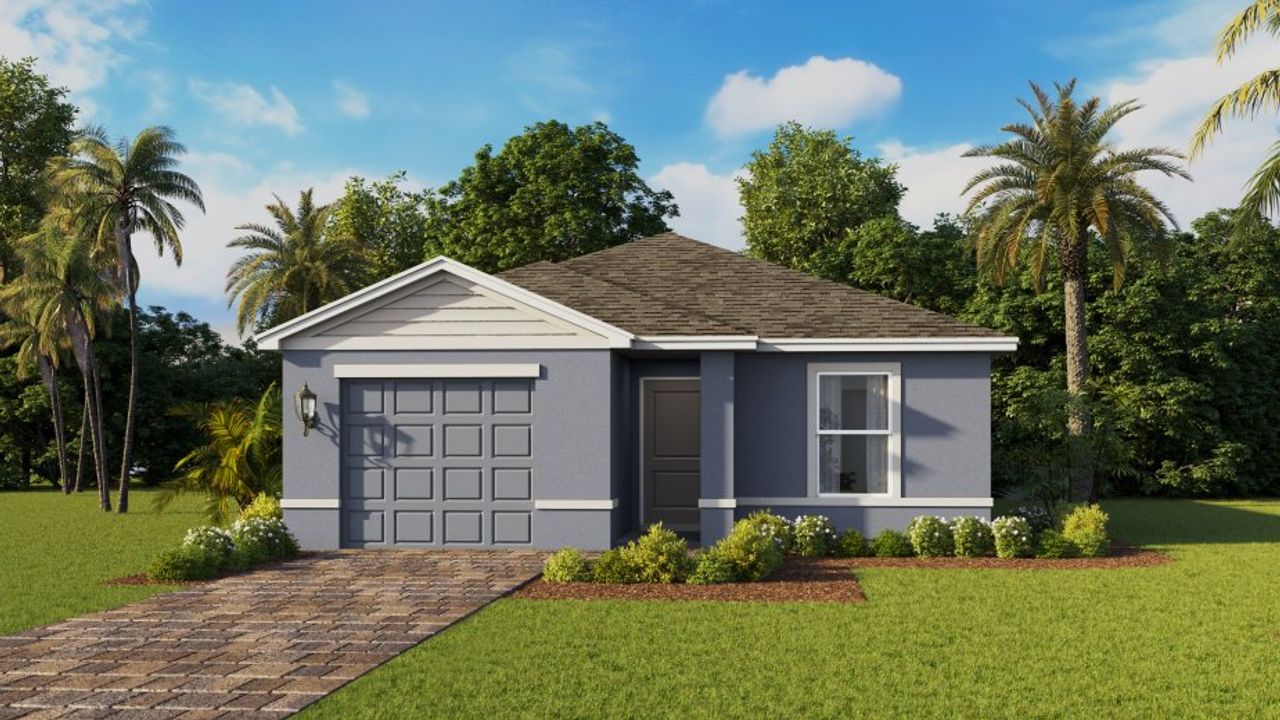 Representative exterior photo of a completed home built from the GREENBRIAR by D.R. Horton in Asher Park, Lehigh Acres, FL (Image 2). Representative exterior photo of a completed home built from the GREENBRIAR by D.R. Horton in Asher Park, Lehigh Acres, FL (Image 2).