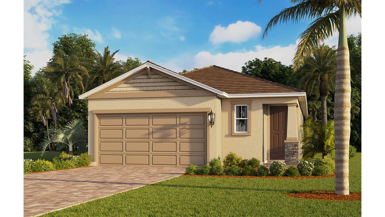 Front exterior of a new home in Lakes of Mount Dora, Mount Dora, FL, highlighting curb appeal (Image 2). Front exterior of a new home in Lakes of Mount Dora, Mount Dora, FL, highlighting curb appeal (Image 2).